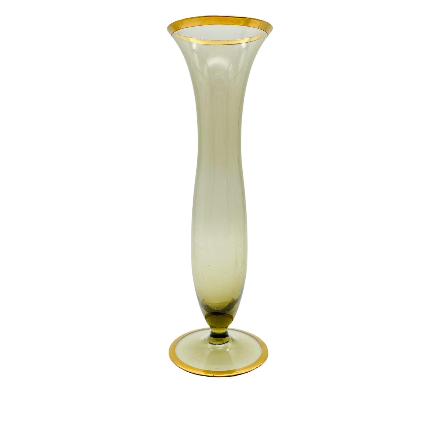 Rauchglasvase mit Goldrand Trichtervase 50er 60er Mid Century Vintage
