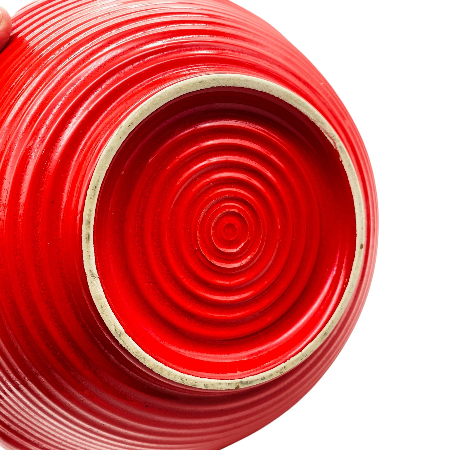 Rote Obstschale aus Keramik Blatt Form Vintage 70er Jahre Schale