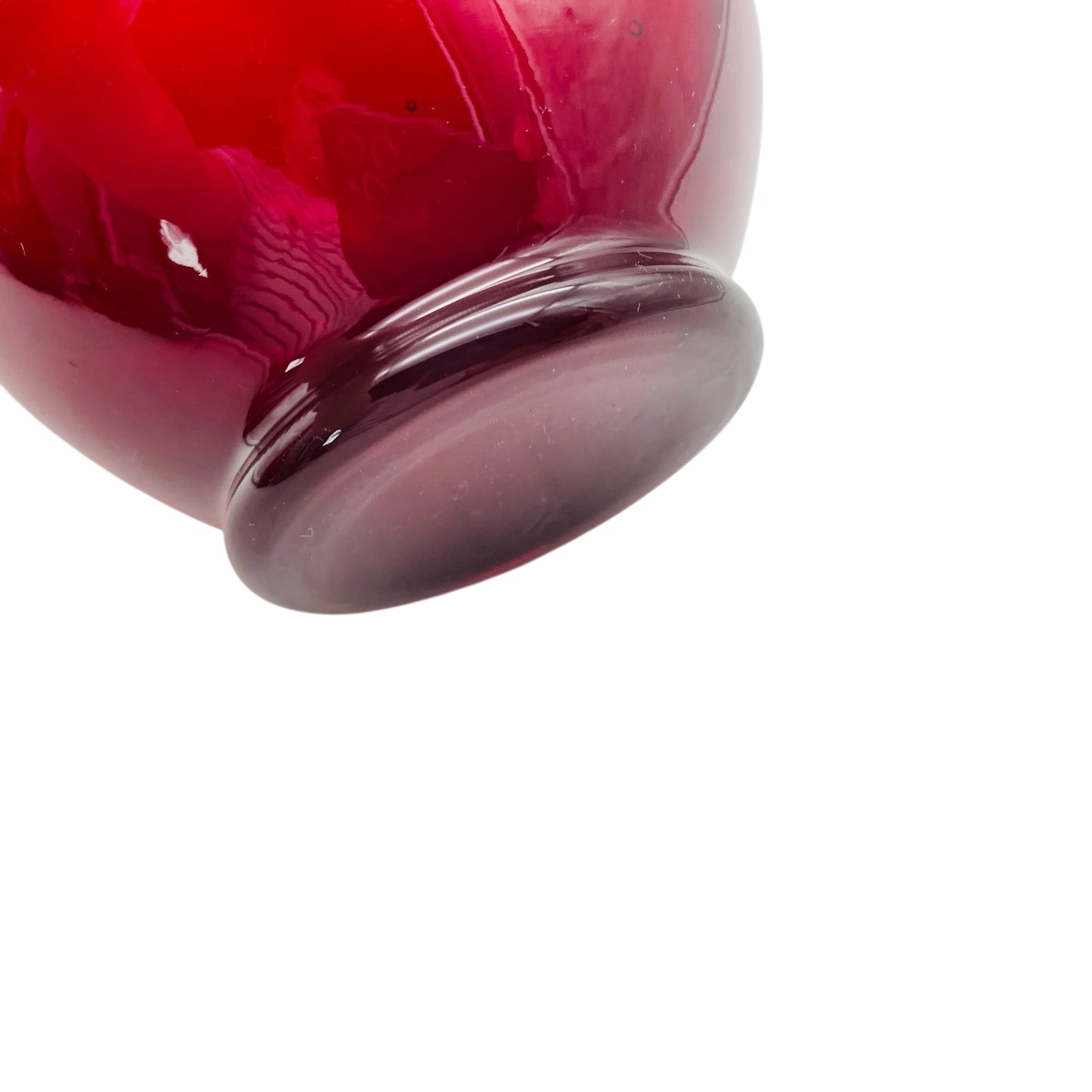 Rote Vase Mitte des Jahrhunderts mit welligem Rand Dekoration Blumenvase