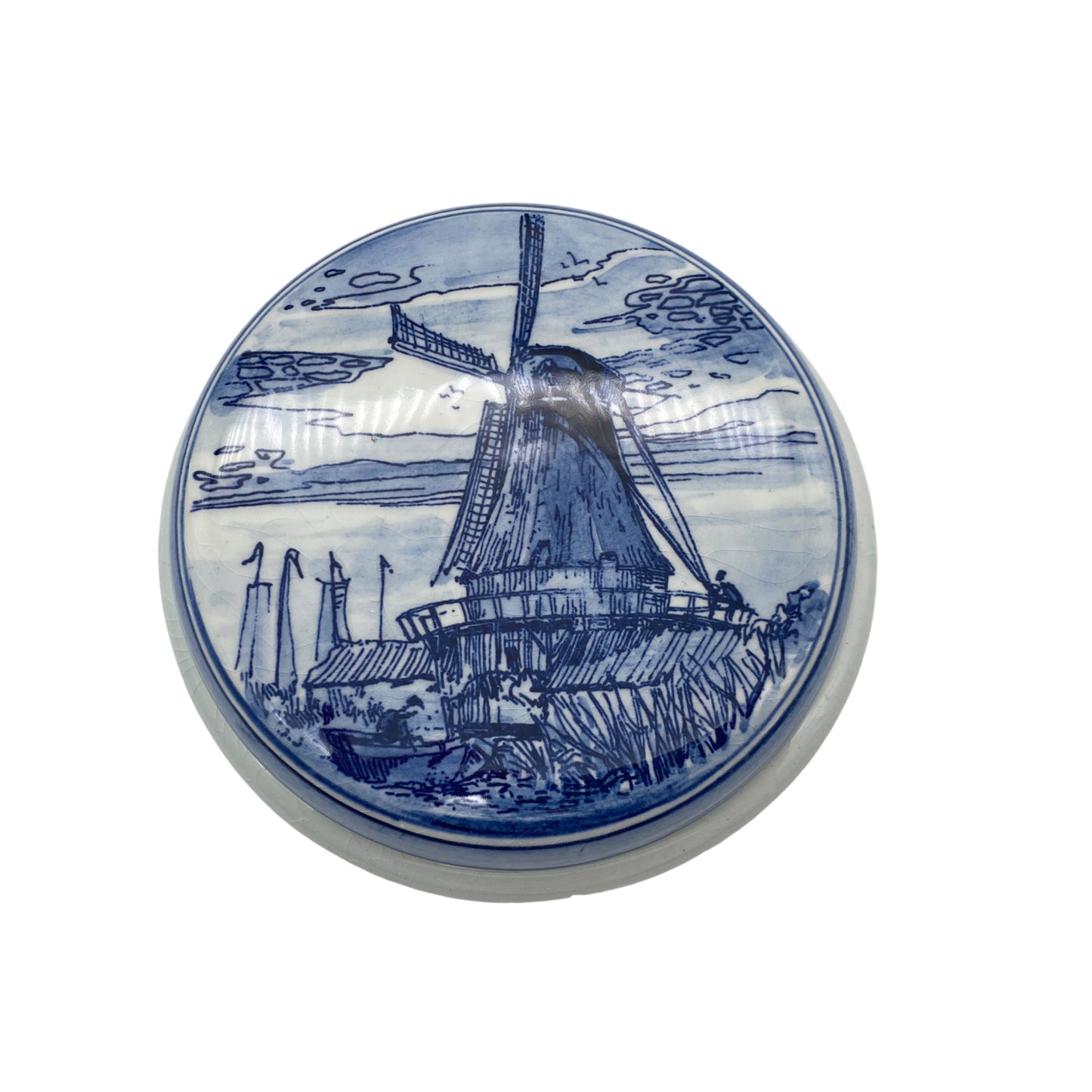 Royal Delfts Porzellan Dose Holland Windmühle 70er Vintage