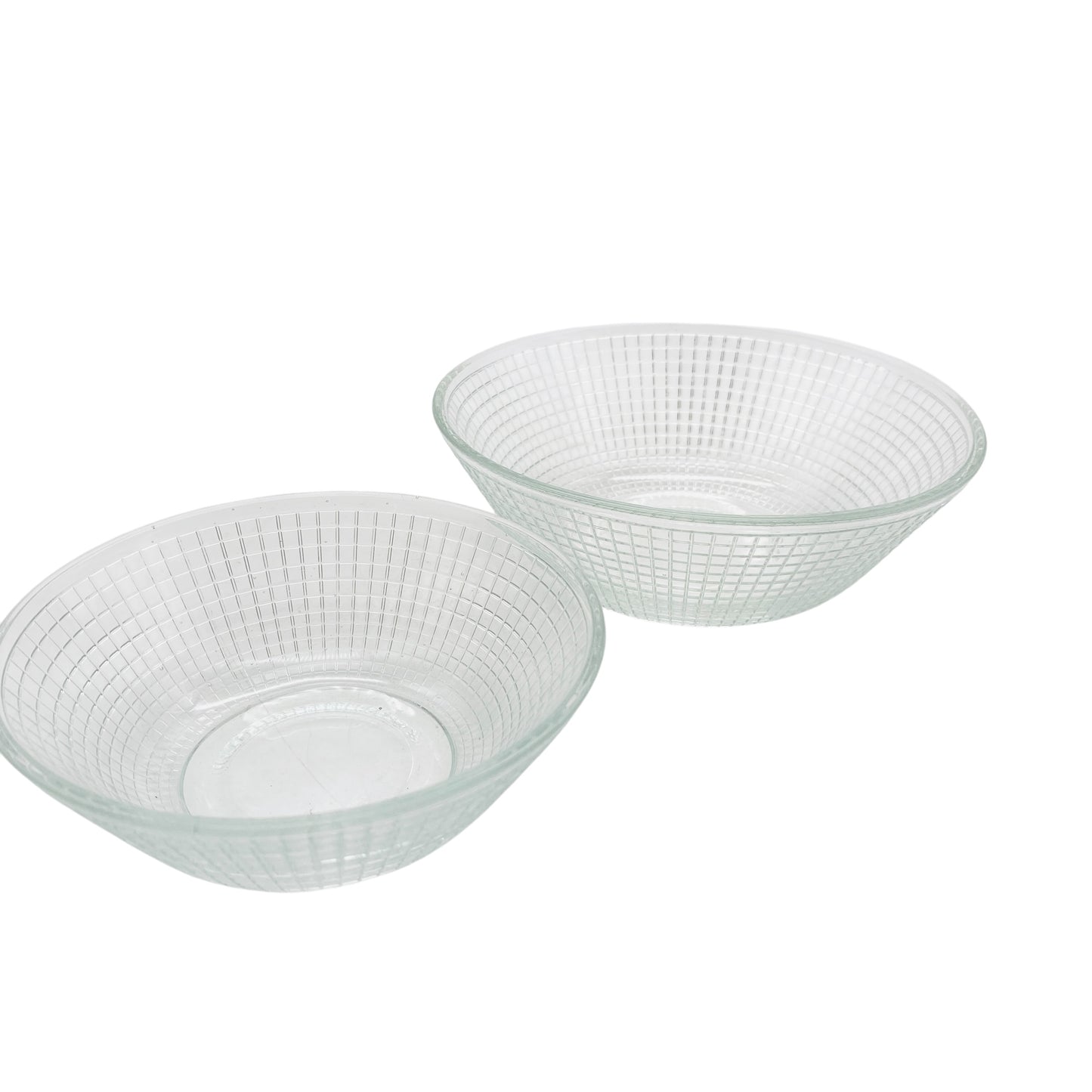 Rurglas Schalen Set Rauten Dekor D 12 / 15 cm Glas Schüsseln 60er 70er Pressglas