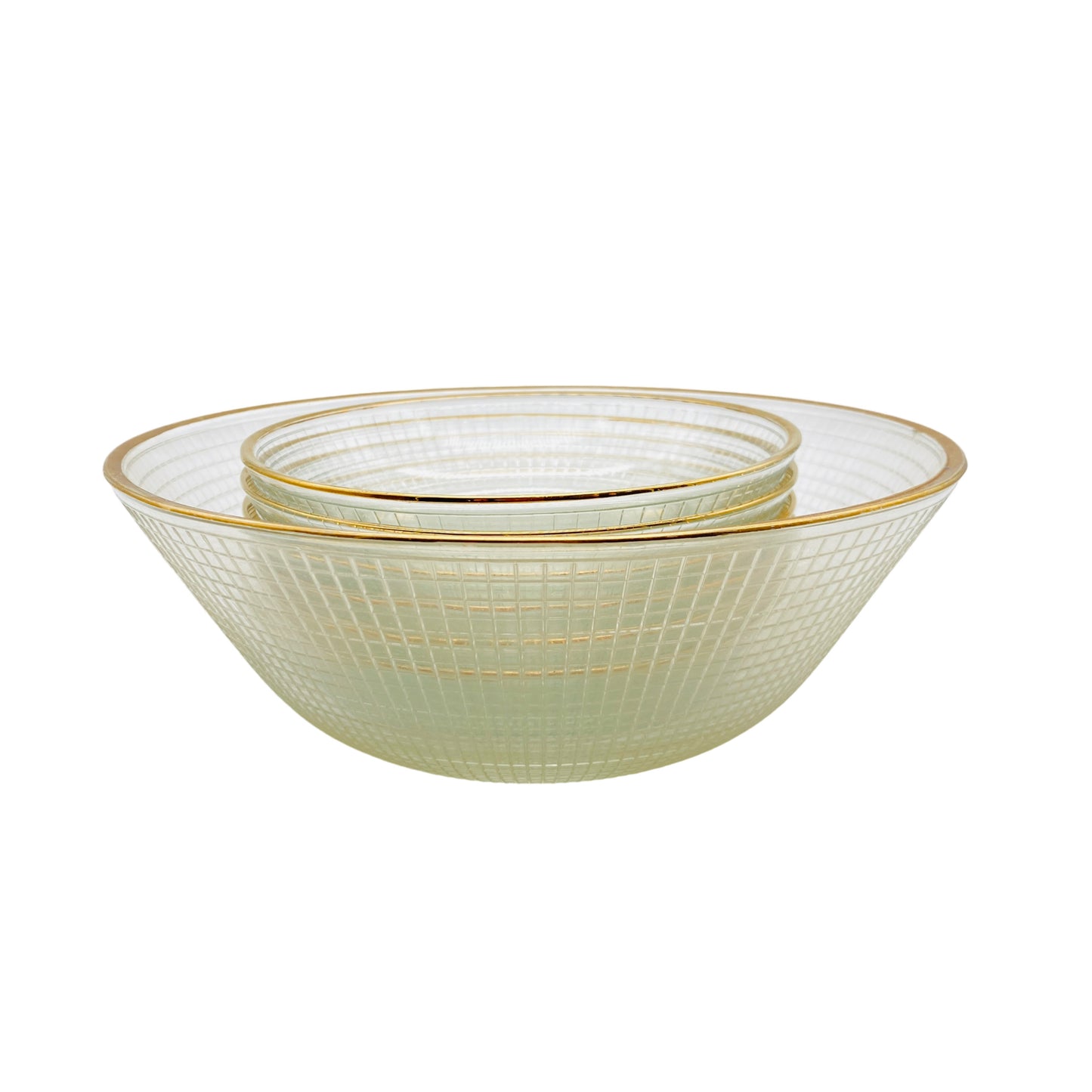 Rurglas Schüssel mit Schalen Set Glas Goldrand 60er 70er Mid Century