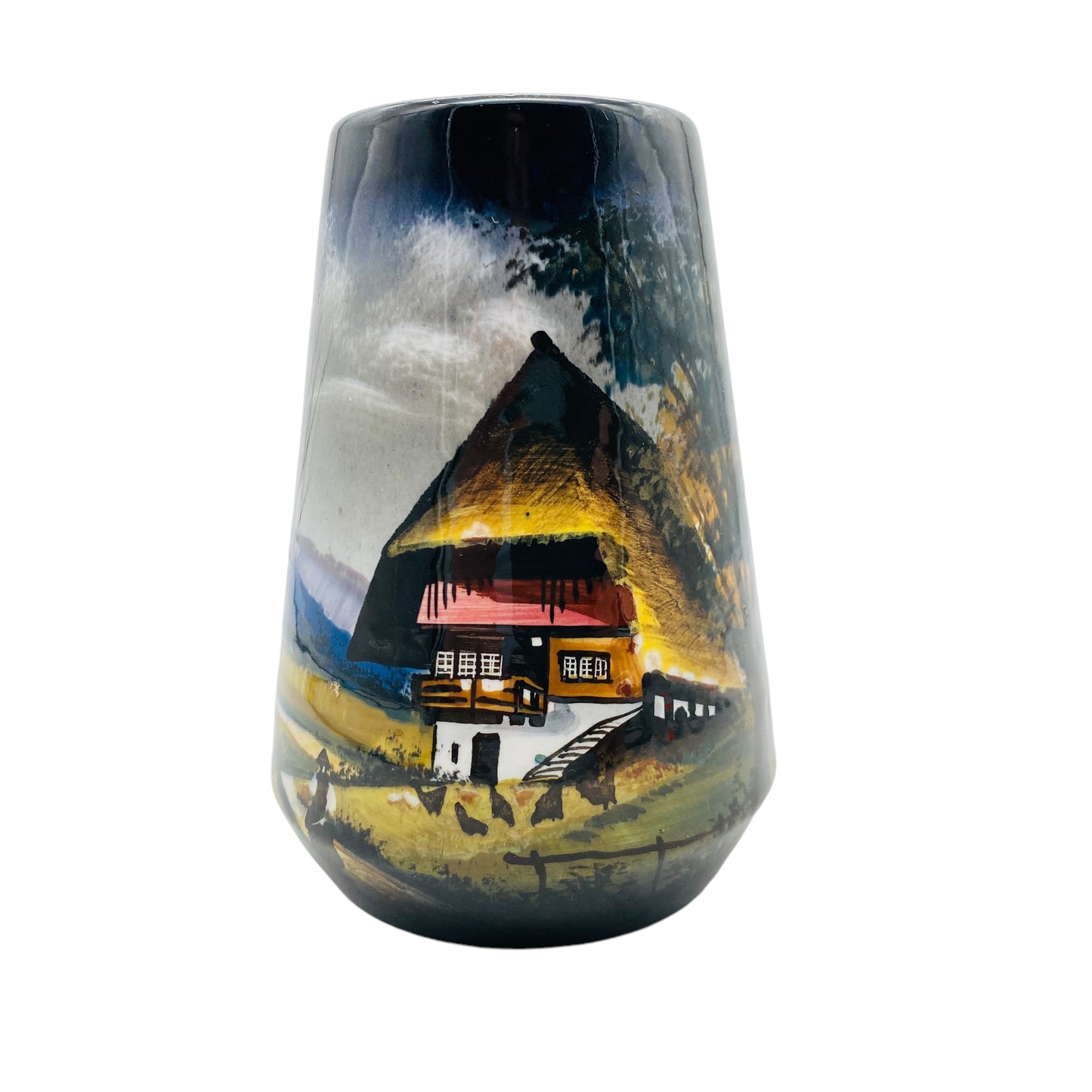 SMF Schramberg Keramik Vase Nr 2820 handbemalt Schwarzwald Vintage 60er 70er Jahre