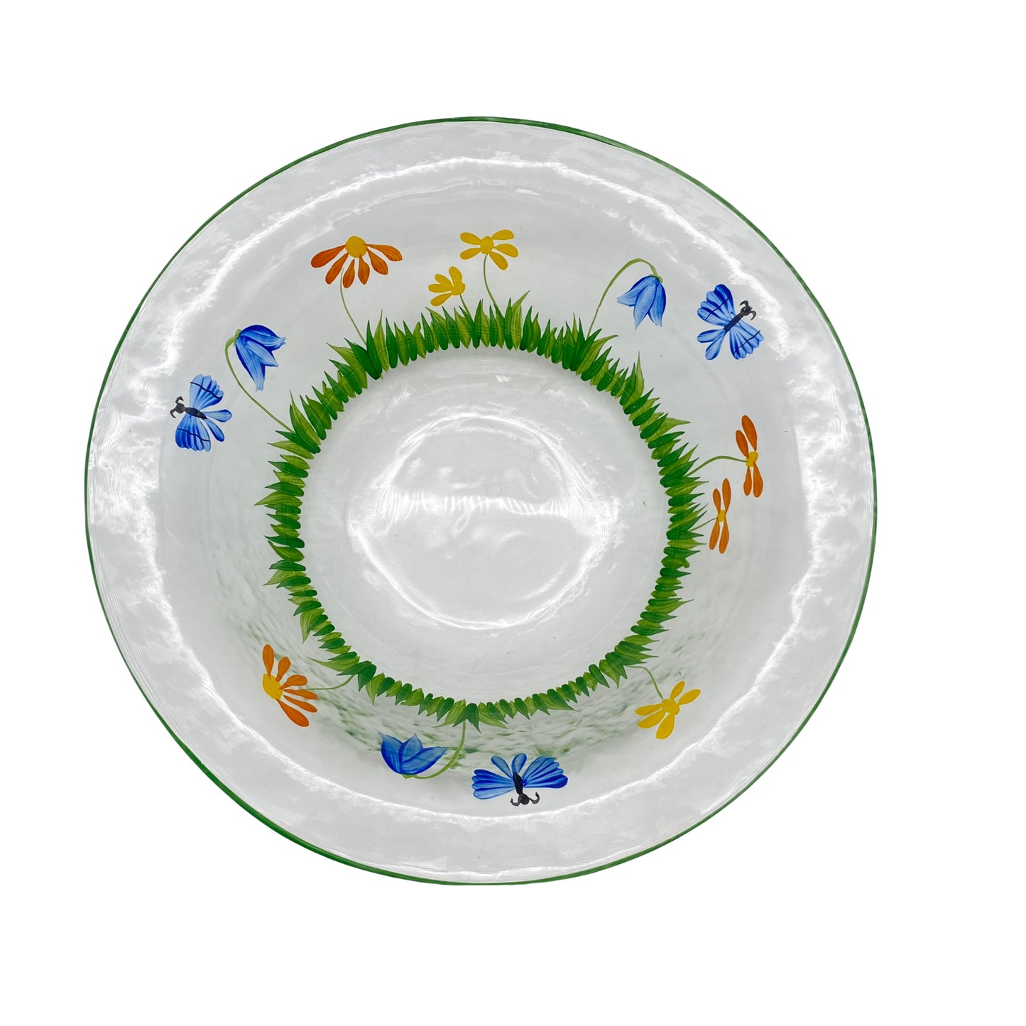 Schale Glas bemalt Blumen Blüten 70er 80er Jahre Vintage Schüssel