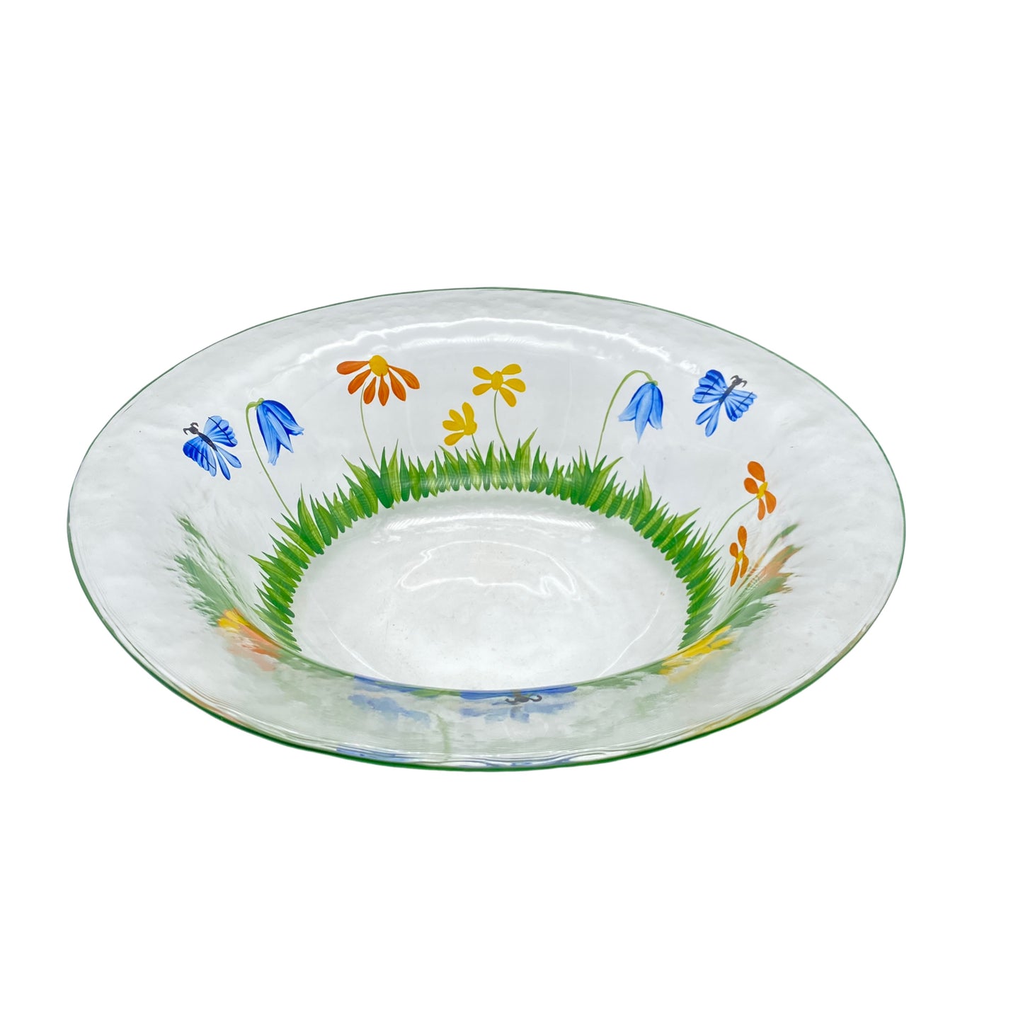 Schale Glas bemalt Blumen Blüten 70er 80er Jahre Vintage Schüssel