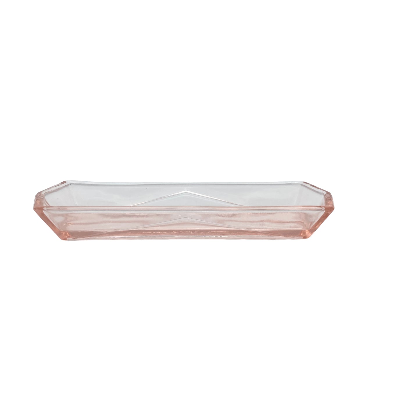 Schale Glas rosa rosé Stiftablage Seifenschale Art Deco 50er Mid Century Lounge