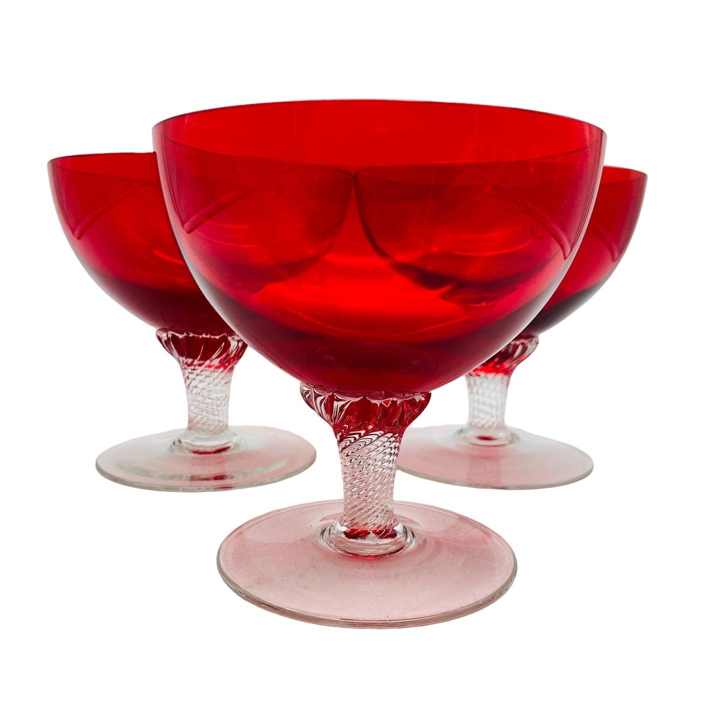 Schalen 3er Set 60er 70er Jahre Dessertschalen rot Glas Mid Century
