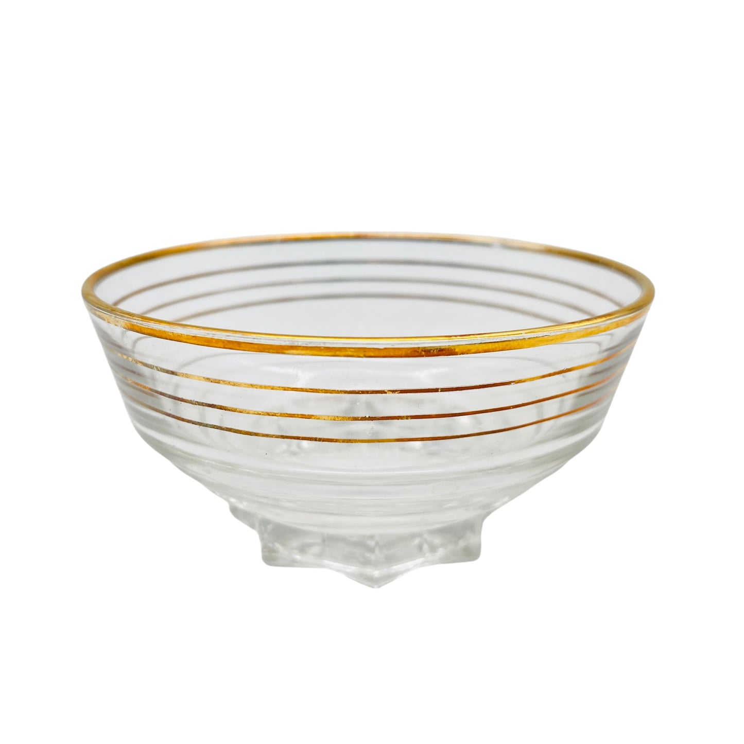 Schalen Set 70er 80er Goldrand Dessertschalen Eisschalen Glas 6er Set