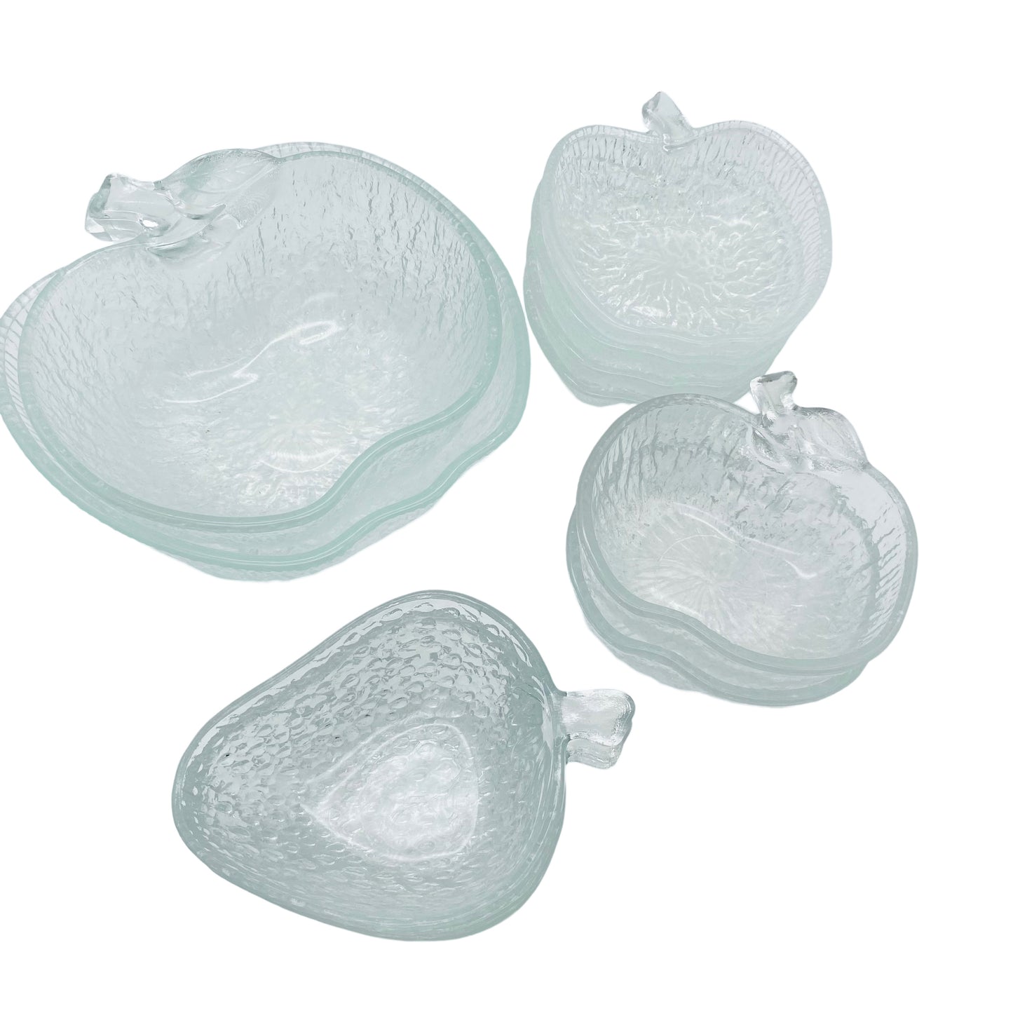 Schalen Set Obstschale Glas Apfel Erdbeere 60er 70er Jahre Pressglas