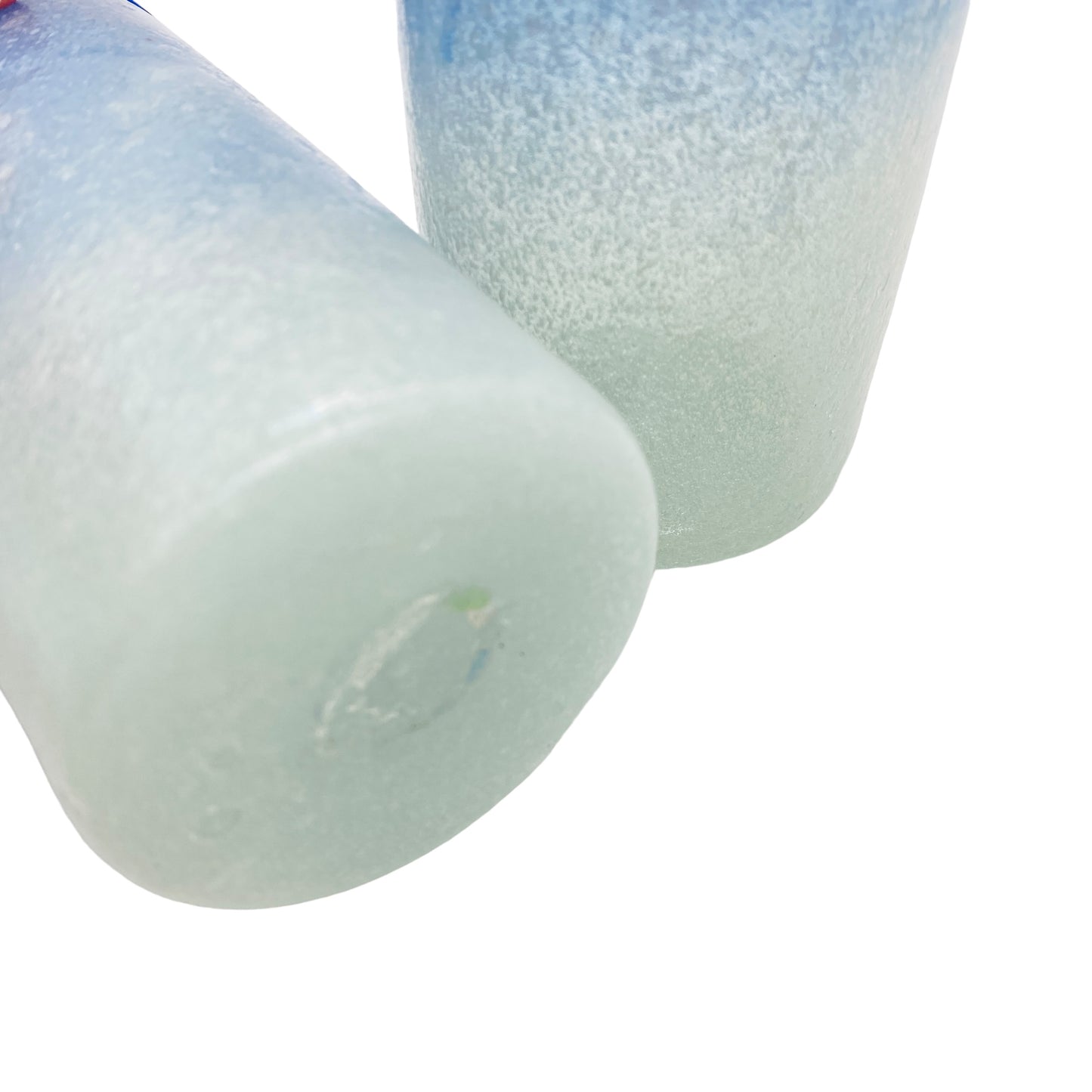 Schaumglas Gläser Vasen blau weiß handgefertigt 2er Set Glas Vintage Design