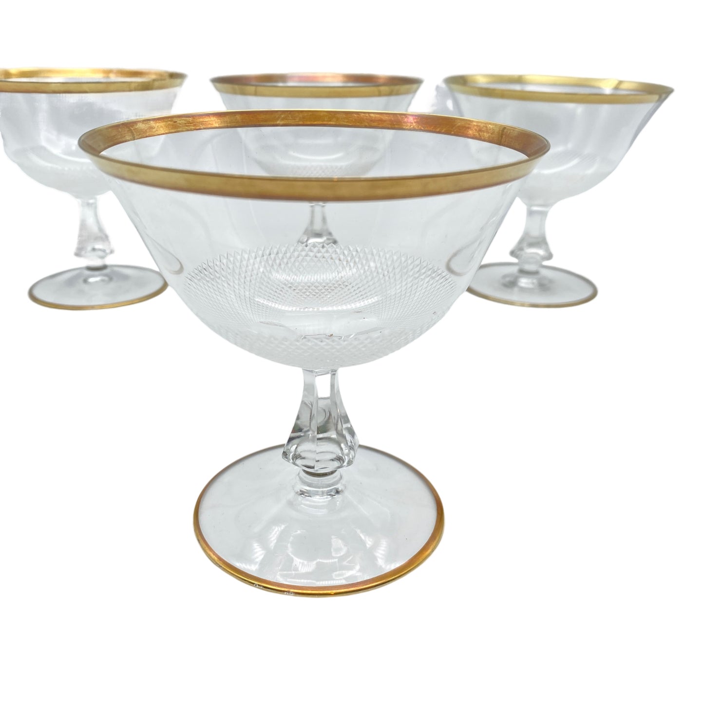 Sektschalen Goldrand Sektgläser Rauten Schliff 50er 60er Glas