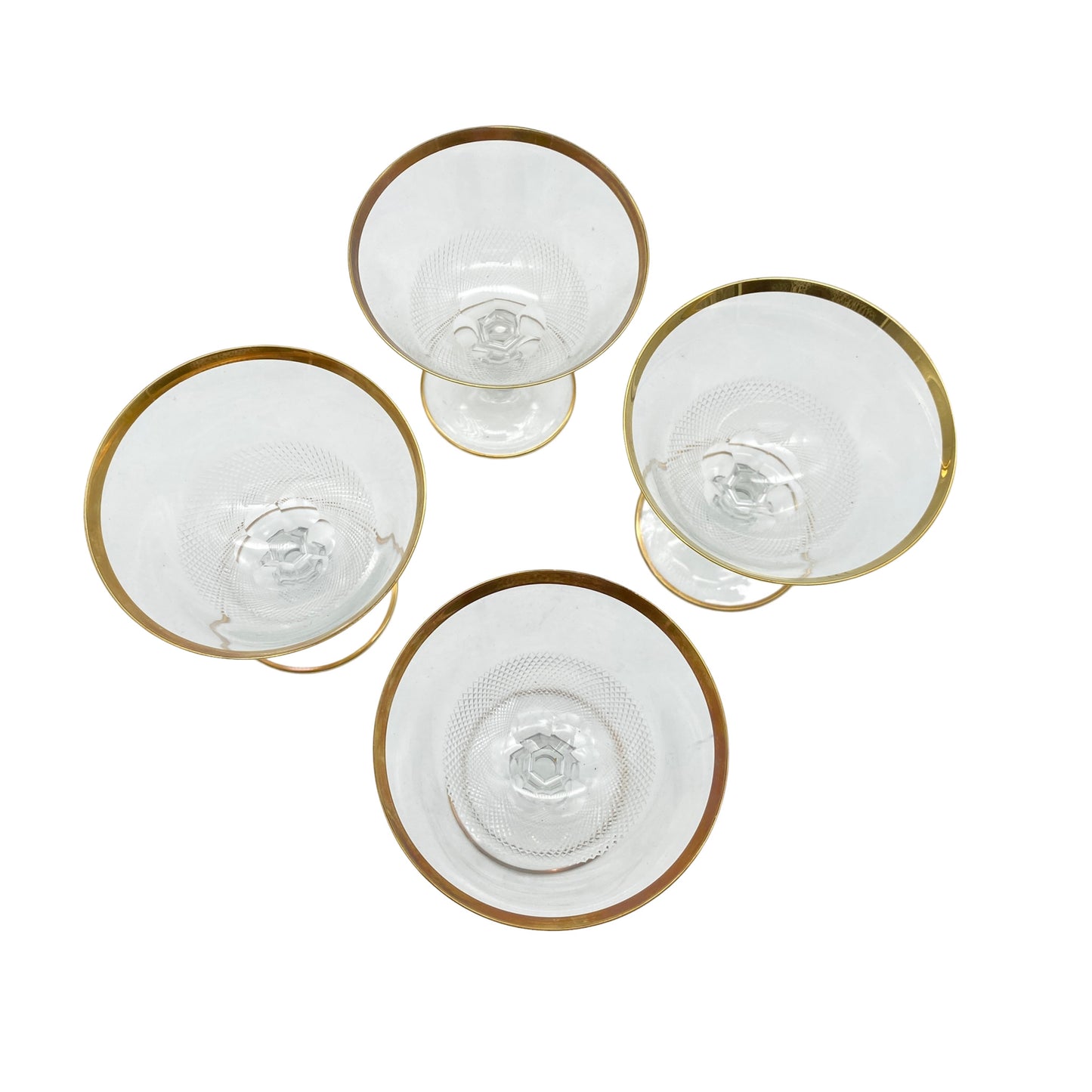Sektschalen Goldrand Sektgläser Rauten Schliff 50er 60er Glas
