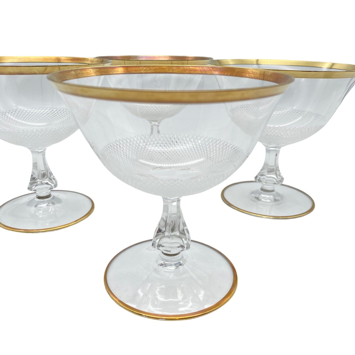Sektschalen Goldrand Sektgläser Rauten Schliff 50er 60er Glas