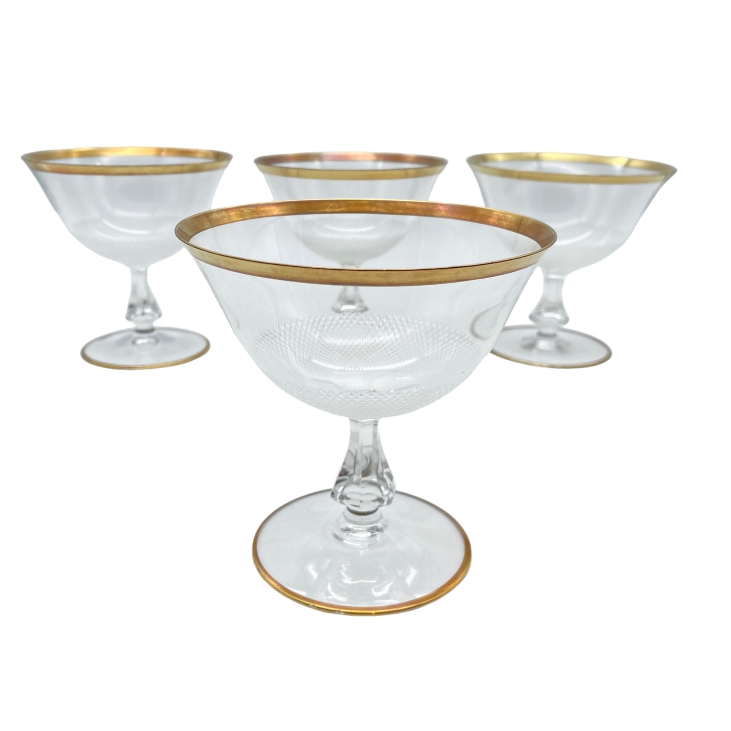 Sektschalen Goldrand Sektgläser Rauten Schliff 50er 60er Glas