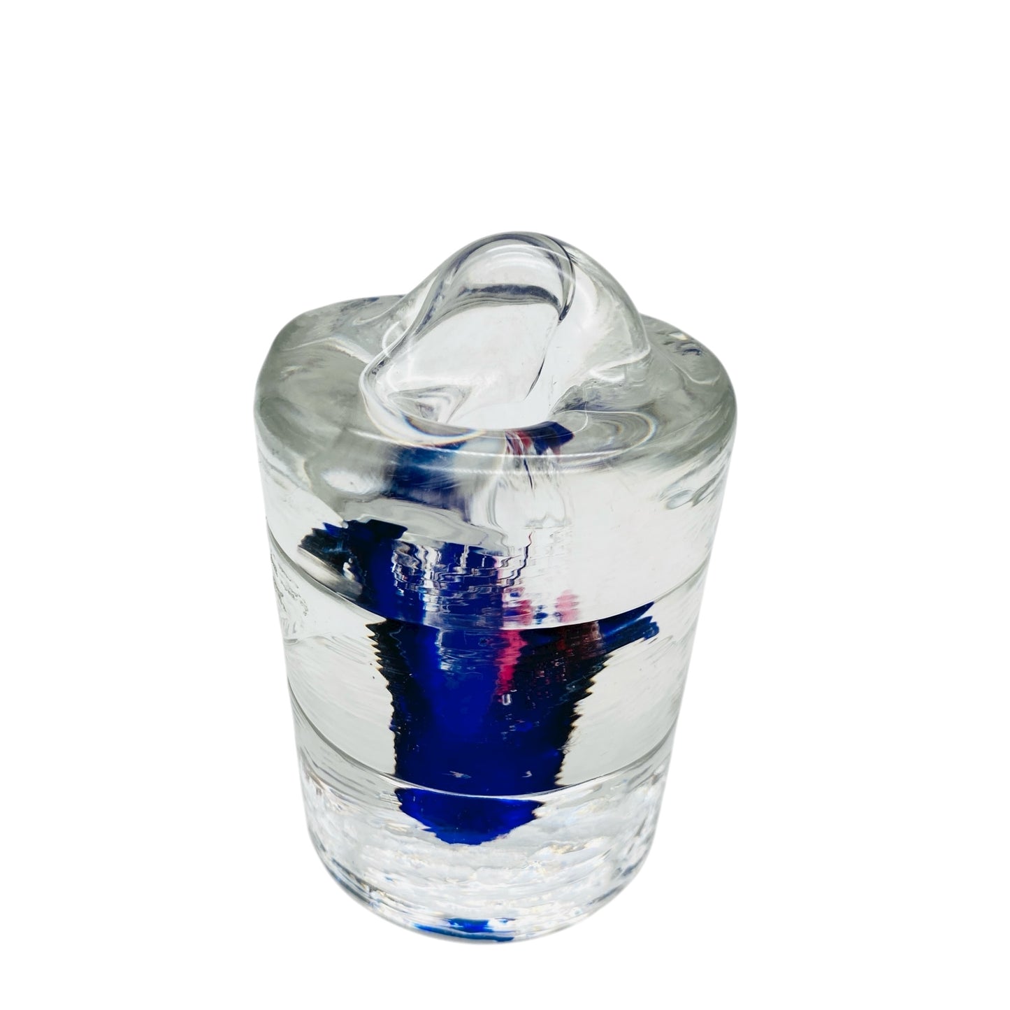 Solifleur Vase transparent blau rosa H 10 cm Blockvase schwer 60er 70er Jahre Deko