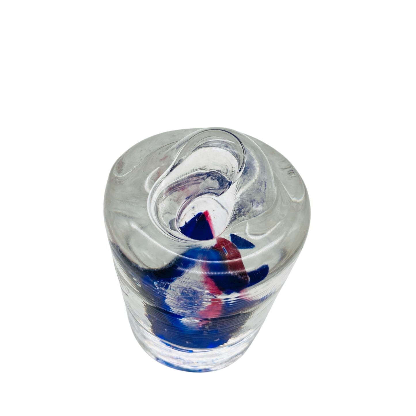 Solifleur Vase transparent blau rosa H 10 cm Blockvase schwer 60er 70er Jahre Deko