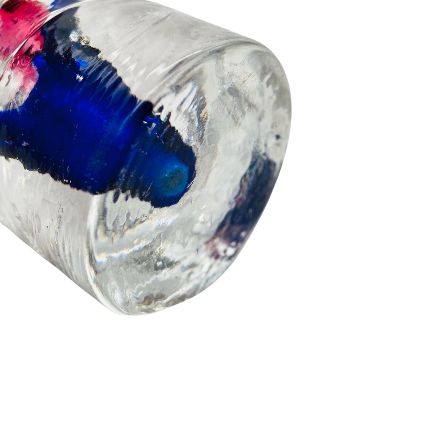 Solifleur Vase transparent blau rosa H 10 cm Blockvase schwer 60er 70er Jahre Deko