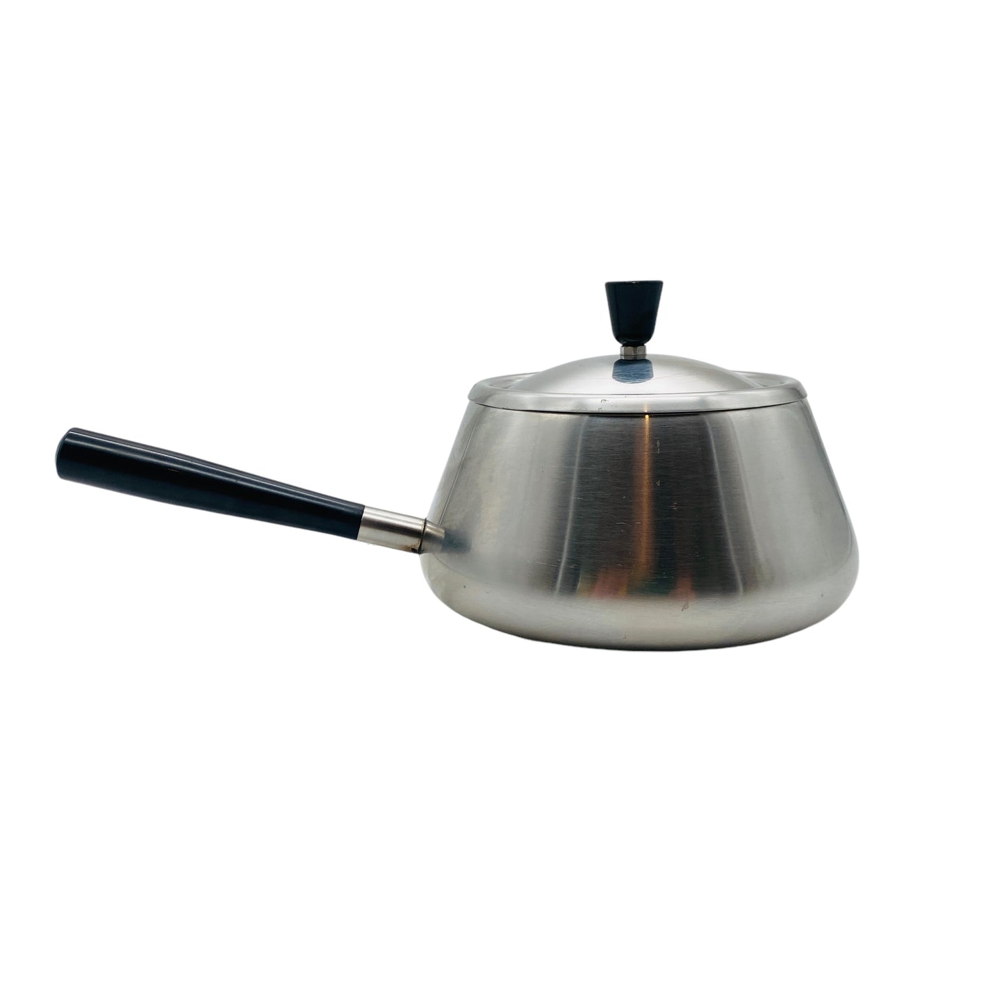 Spring FONDUE Topf Vintage Edelstahl 60er 70er Fonduetopf mit Griff schwarz