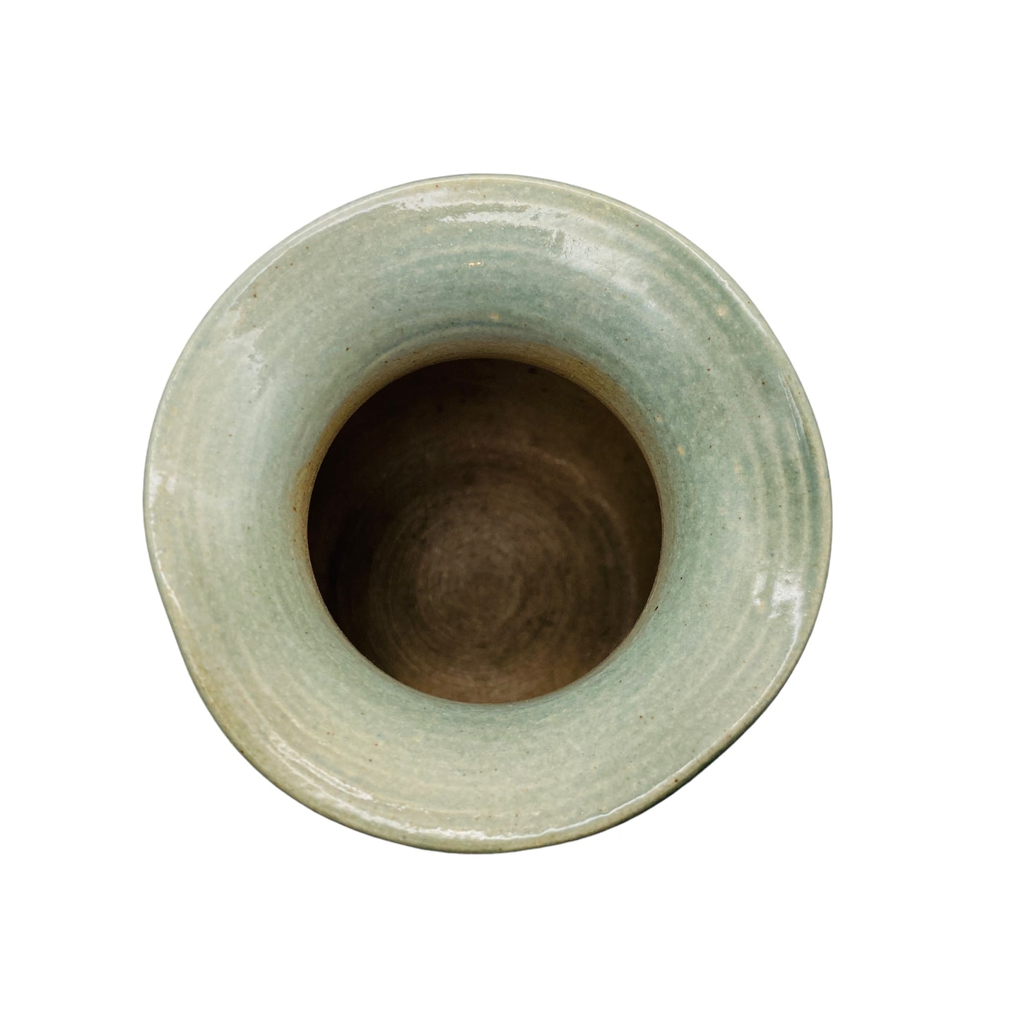 Steinkeramik Vase grau grün signiert 70er 80er Jahre Vintage Keramik Deko