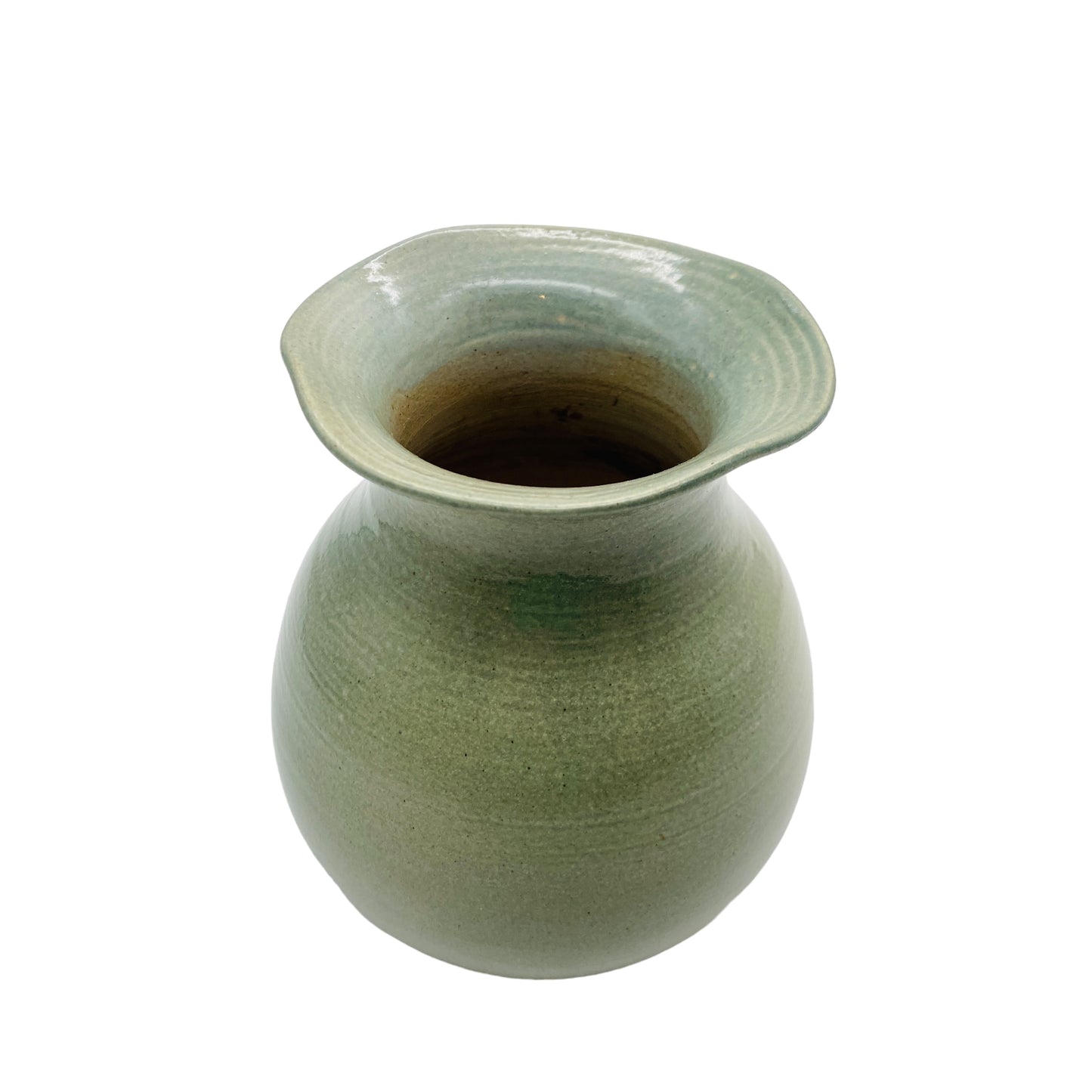 Steinkeramik Vase grau grün signiert 70er 80er Jahre Vintage Keramik Deko