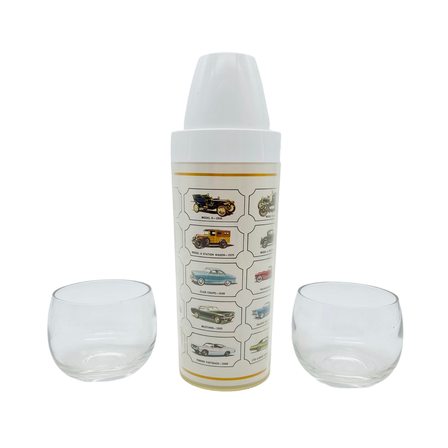 Thermo-Serv Cocktail Set Cocktailshaker Ford Kunststoff Glas 70er Jahre