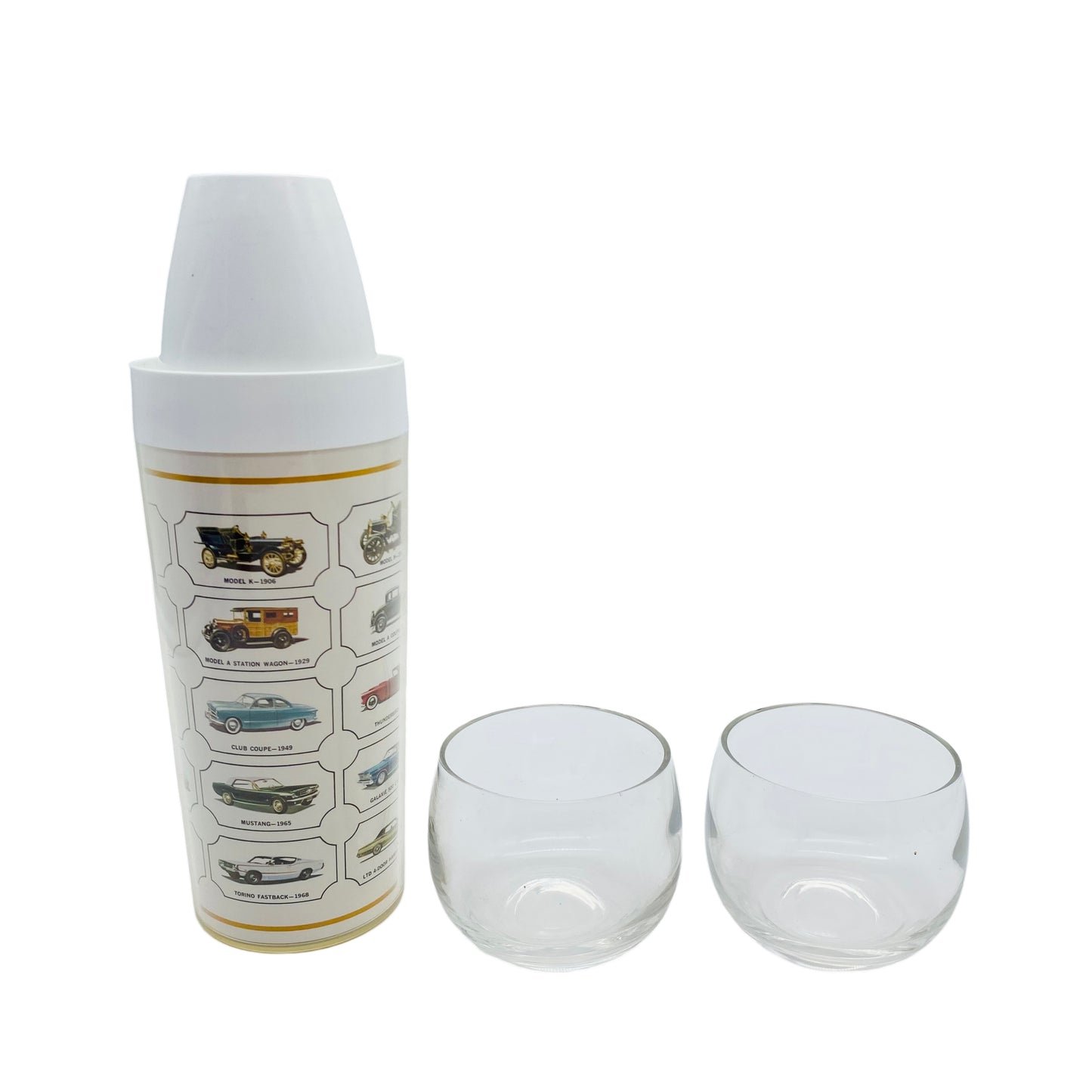 Thermo-Serv Cocktail Set Cocktailshaker Ford Kunststoff Glas 70er Jahre