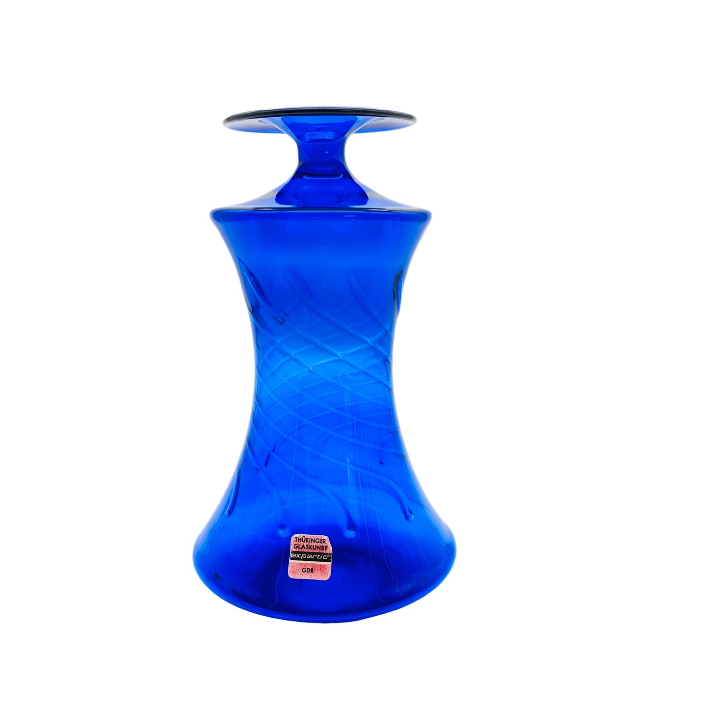 Thüringer Glaskunst expertic DDR GDR Glas Vase blau 60er 70er Jahre