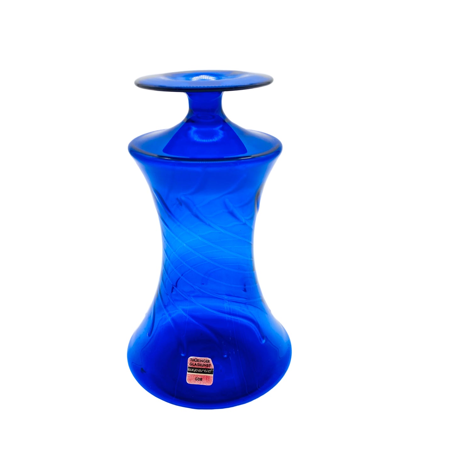Thüringer Glaskunst expertic DDR GDR Glas Vase blau 60er 70er Jahre