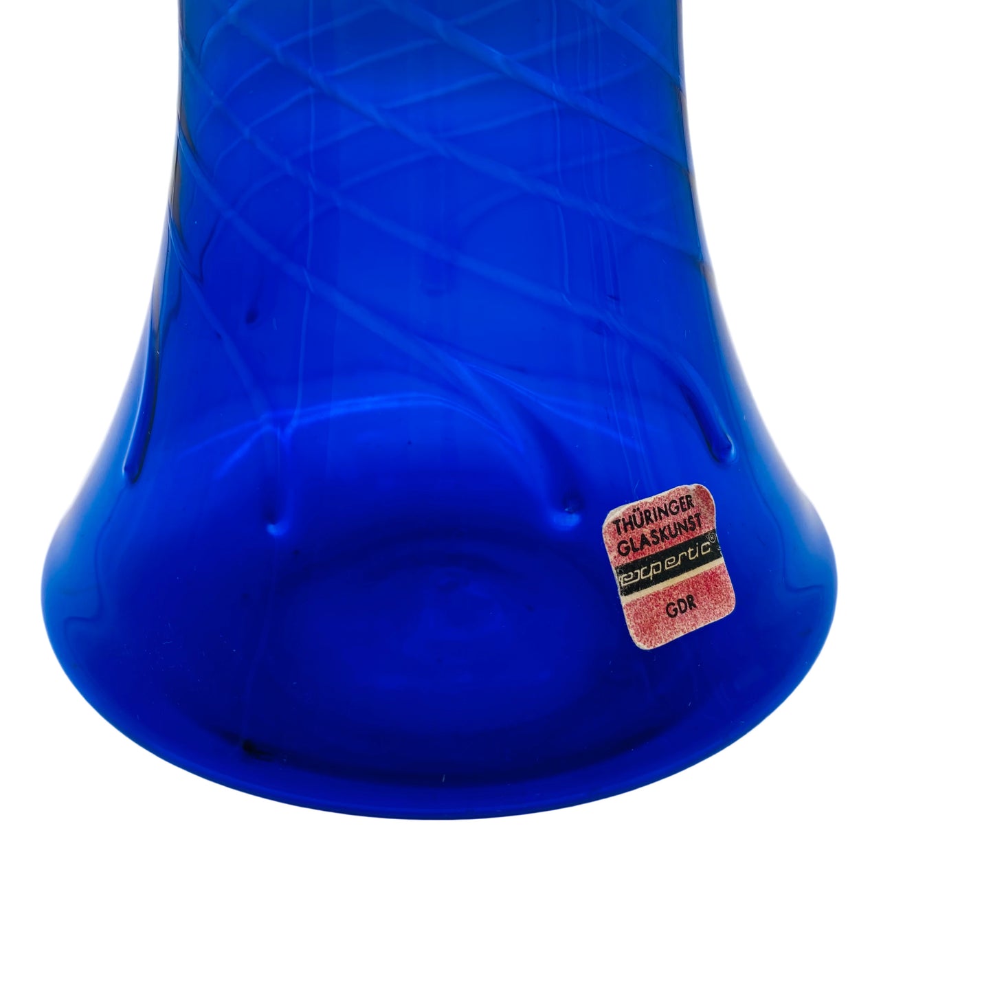 Thüringer Glaskunst expertic DDR GDR Glas Vase blau 60er 70er Jahre