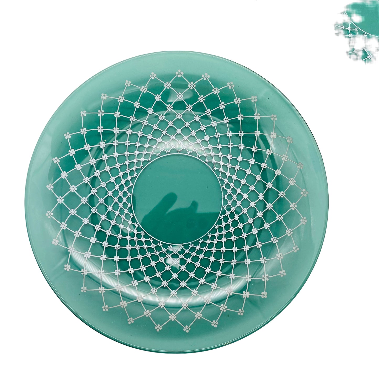 Turmalin grüne Teller Schalen Set Glas 50er Jahre Mid Century Lounge