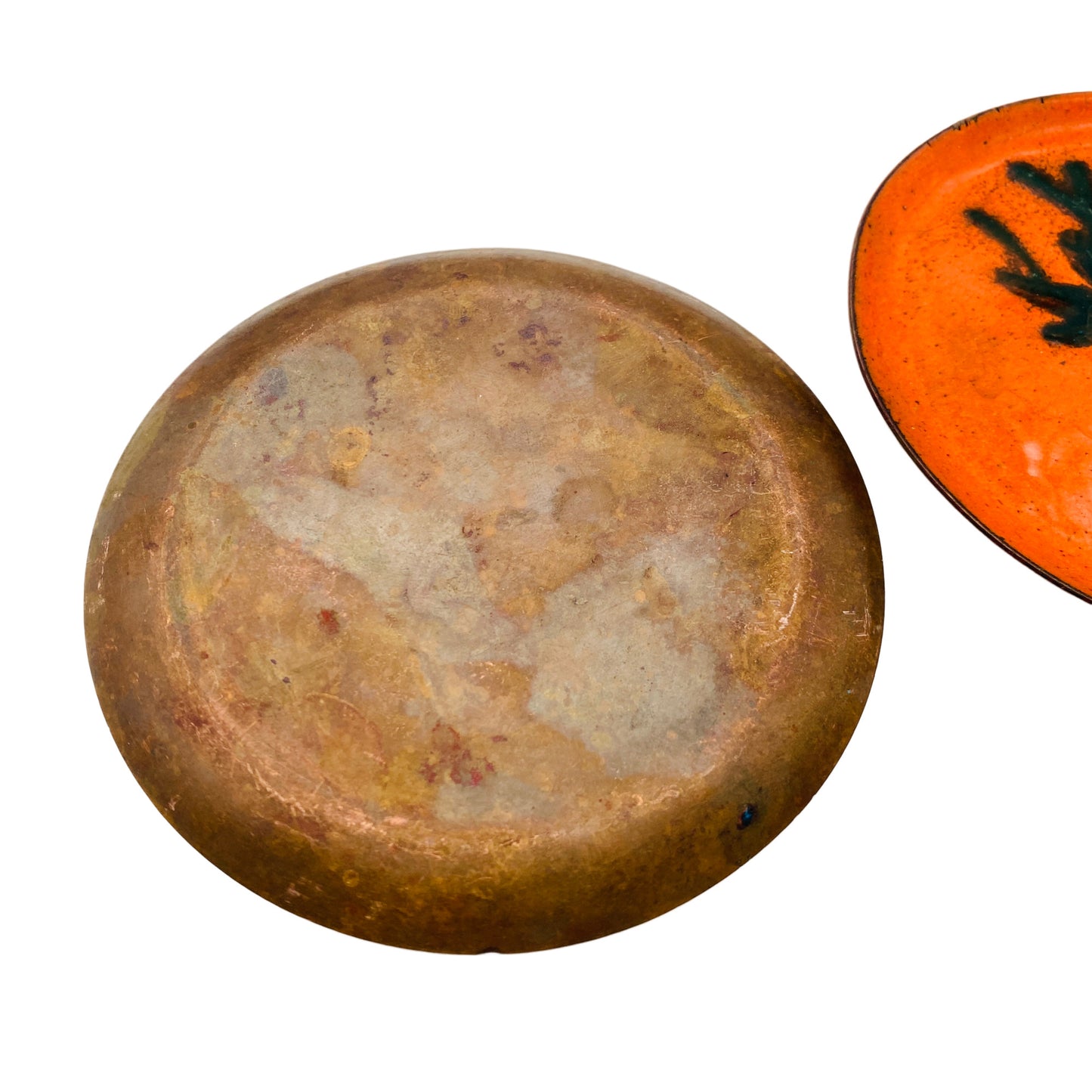 Untersetzer aus Emaille für Trinkgläser Bäume Mid Century 50er 60er Jahre