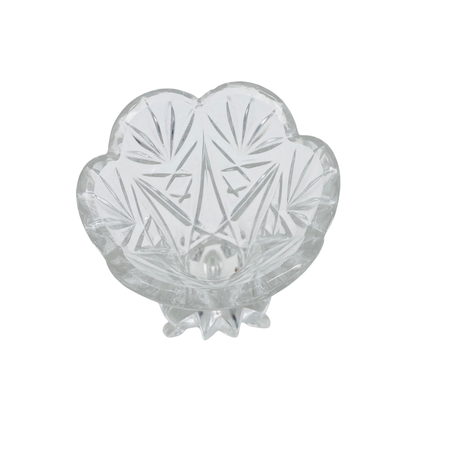 Vase Glas Dreibein 70er 80er Pressglas Blumenvase Dekoration