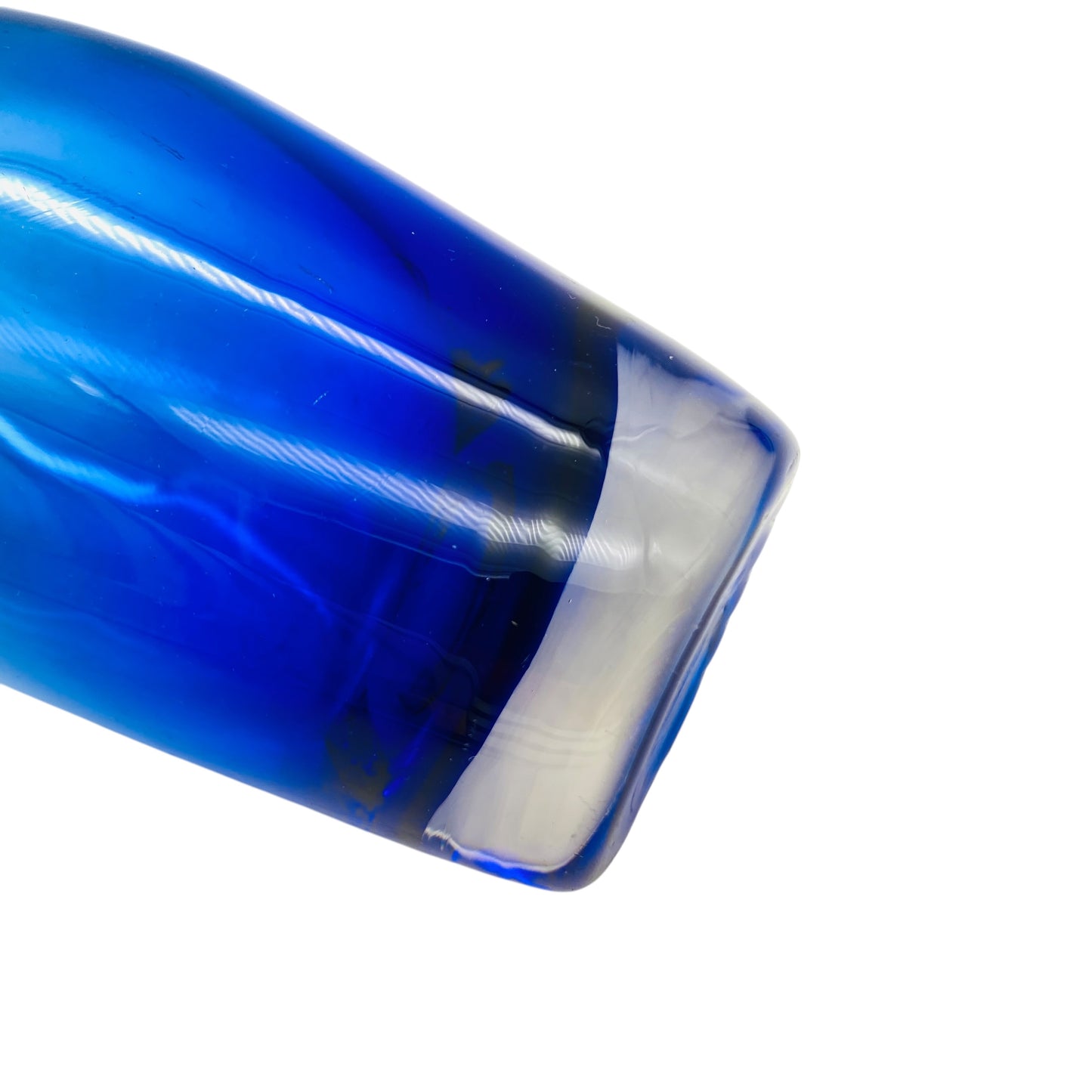 Vase Mid Century Glas blau 1960er 1970er Jahre Vintage