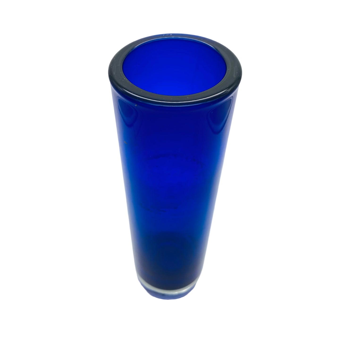 Vase Mid Century Glas blau Überfang transparent Vintage