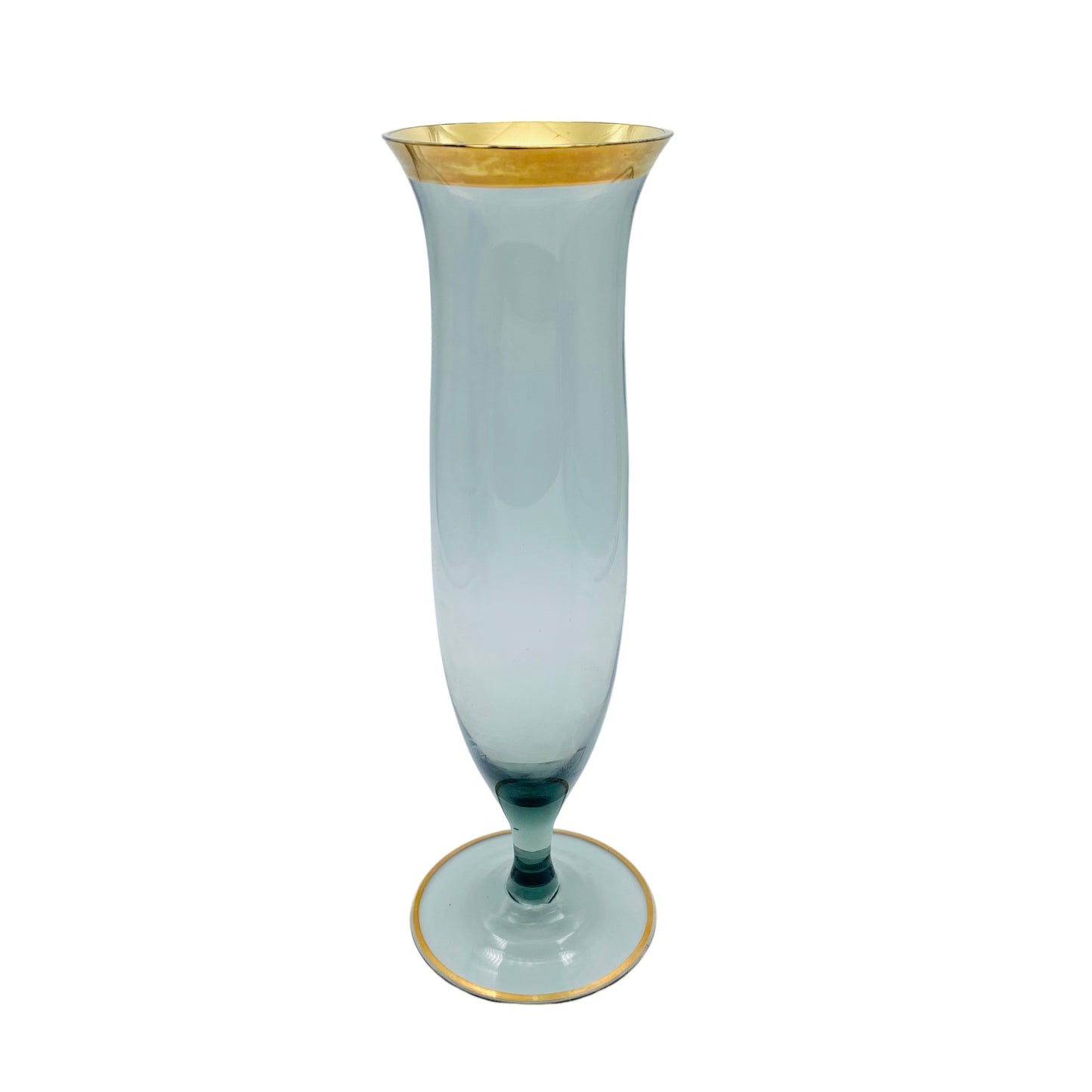 Vase Rauchglas Goldrand Glas 50er 60er Jahre Mid Century Lounge