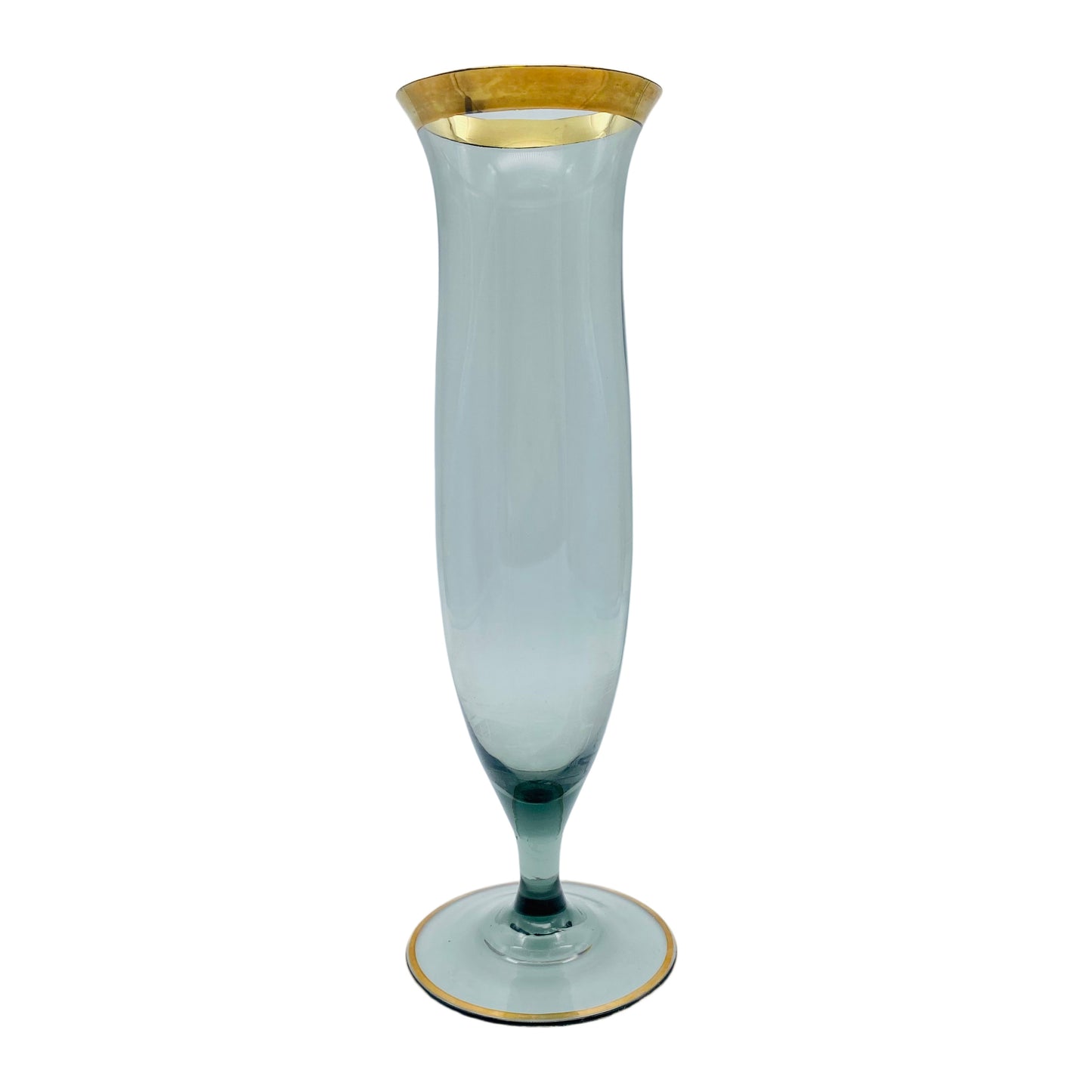 Vase Rauchglas Goldrand Glas 50er 60er Jahre Mid Century Lounge