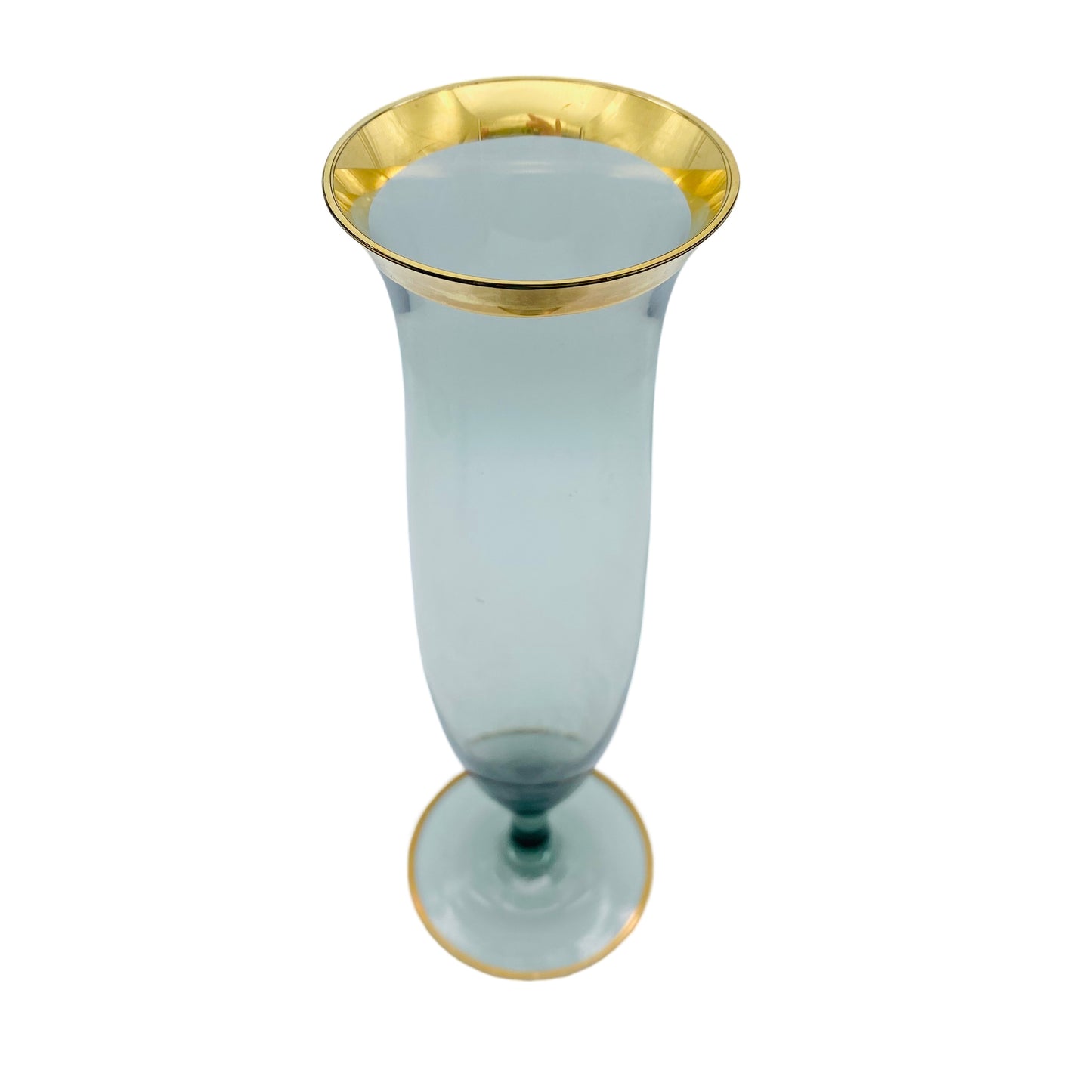Vase Rauchglas Goldrand Glas 50er 60er Jahre Mid Century Lounge