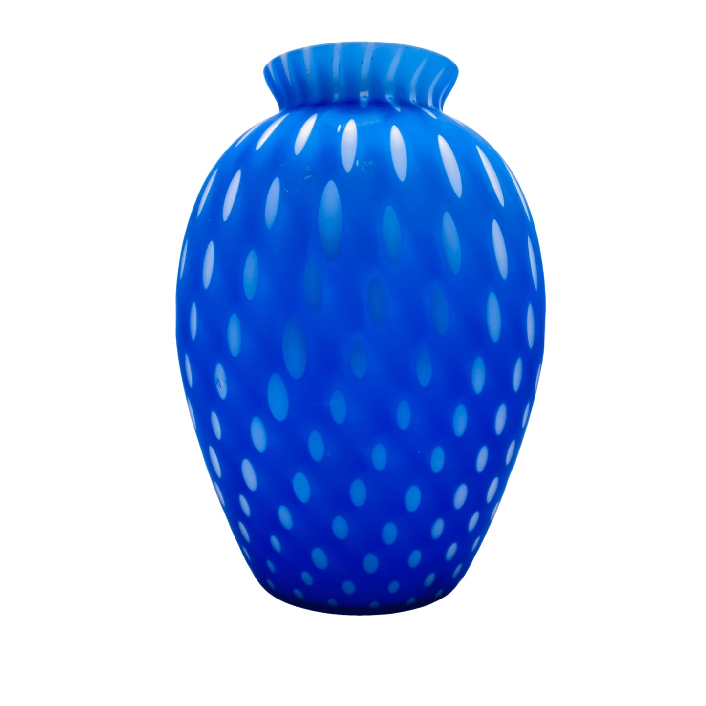 Vase blau matt satiniert Überfang weiß Italy 60er 70er Jahre