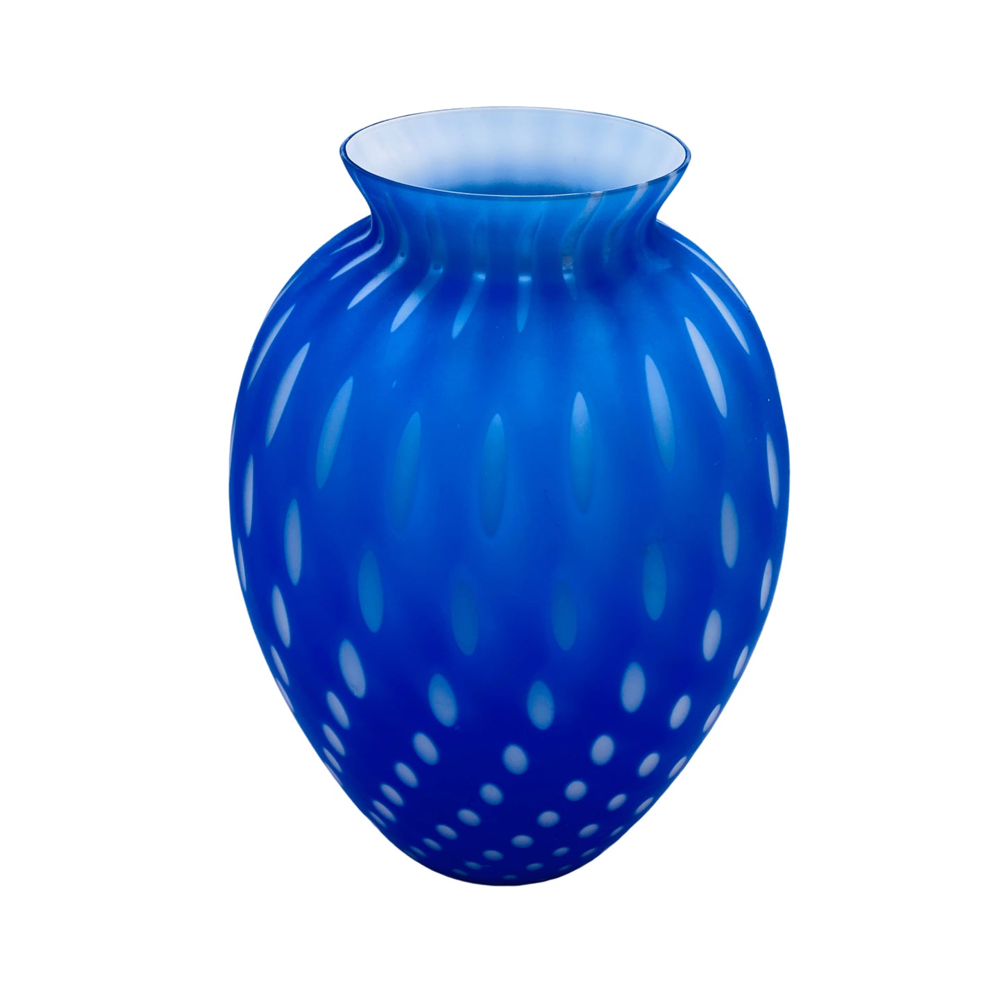 Vase blau matt satiniert Überfang weiß Italy 60er 70er Jahre
