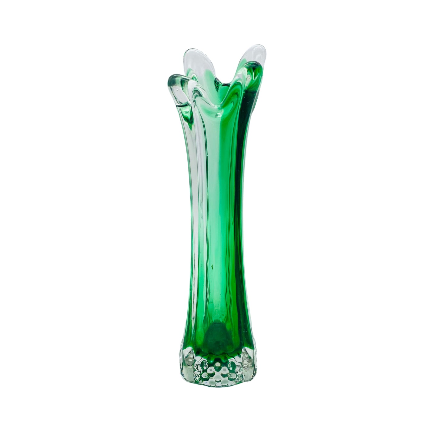 Vase grün Glas 60er 70er Italien Überfang Klarglas Mid Century
