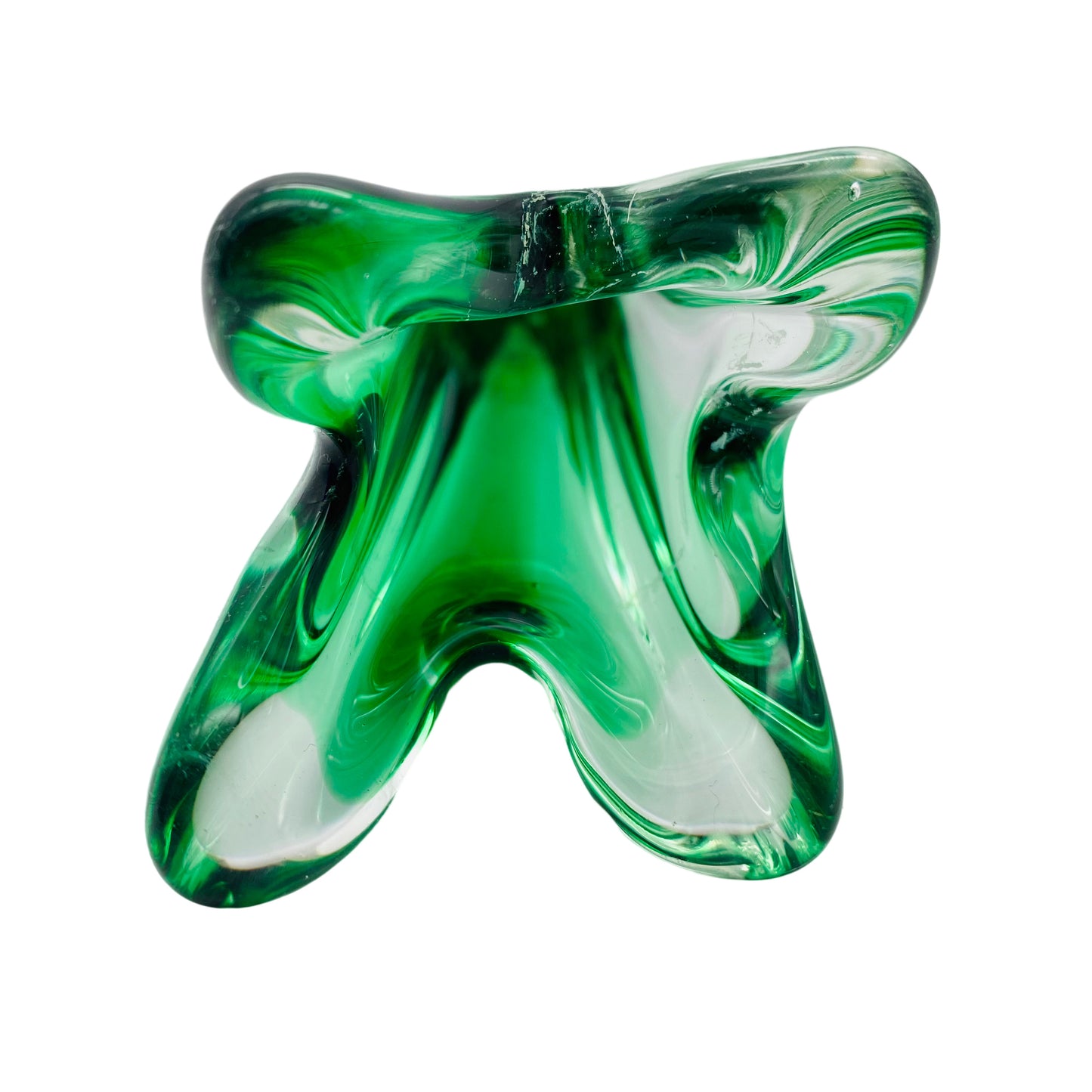 Vase grün Glas 60er 70er Italien Überfang Klarglas Mid Century