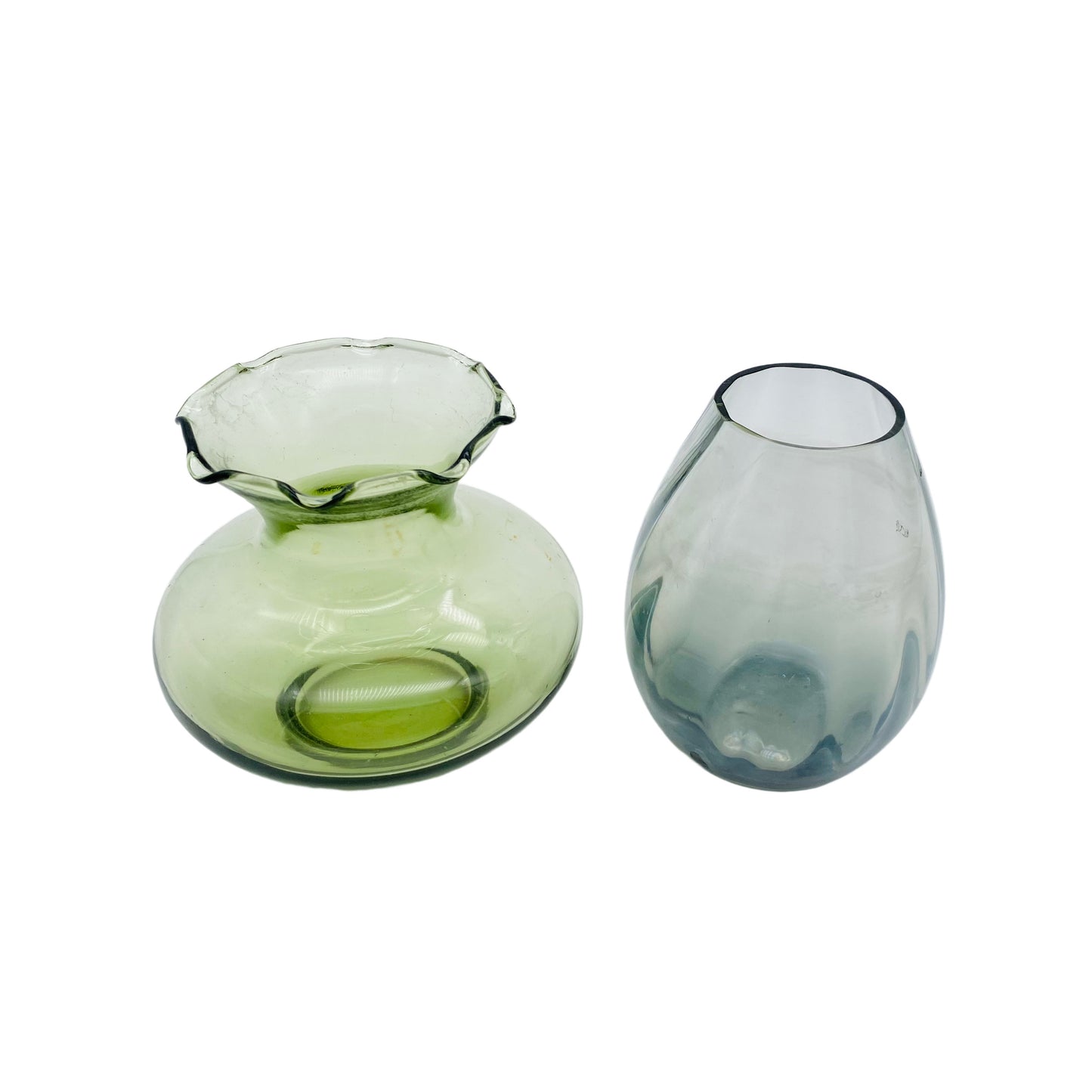 Vasen Konvolut grün Rauchglas 60er 70er Jahre Vintage Glas
