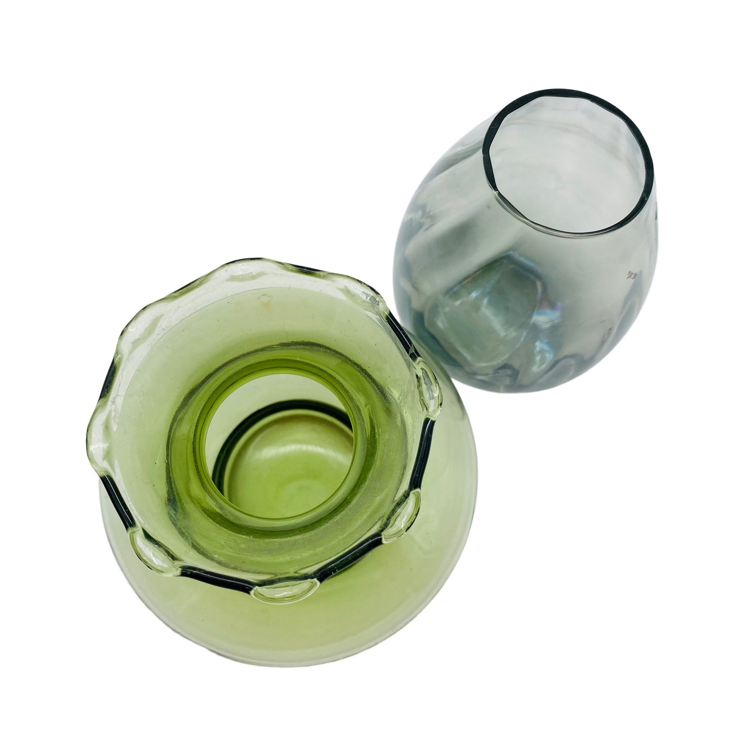 Vasen Konvolut grün Rauchglas 60er 70er Jahre Vintage Glas