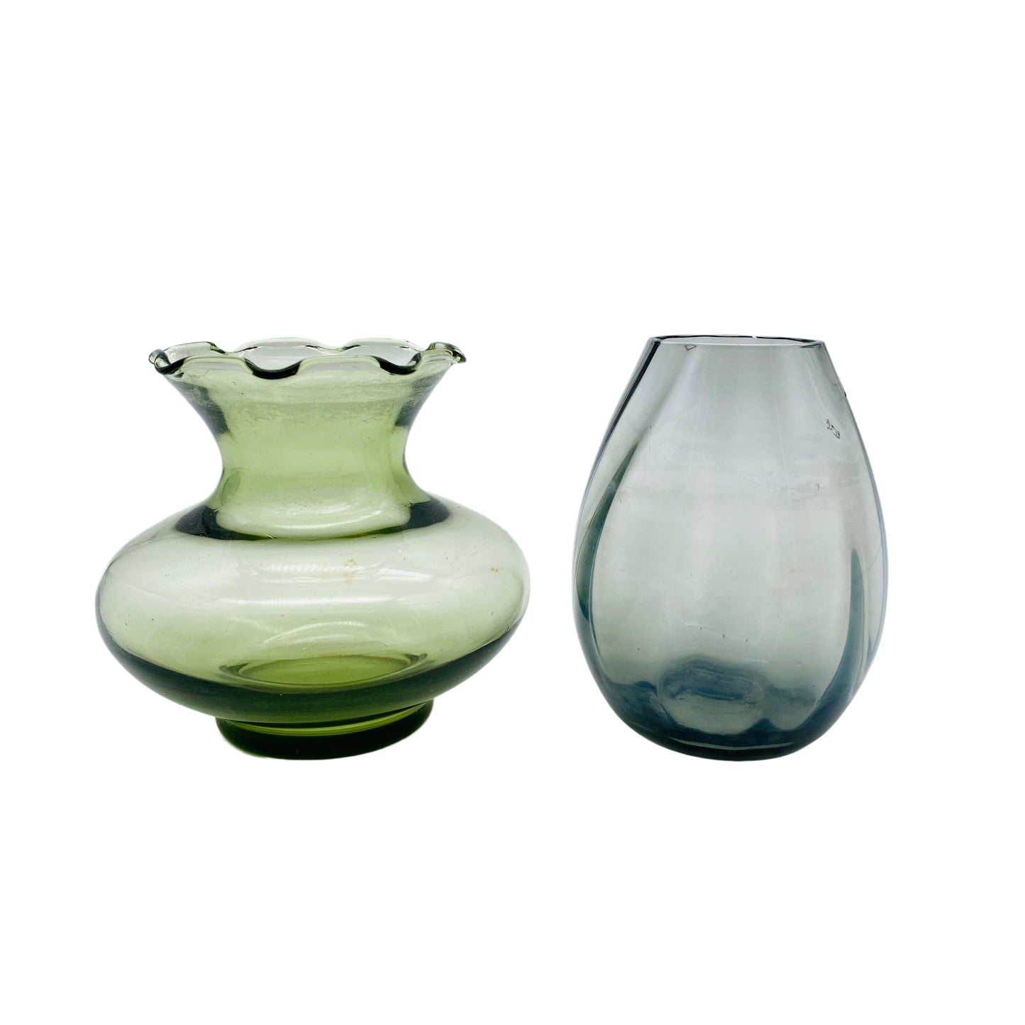 Vasen Konvolut grün Rauchglas 60er 70er Jahre Vintage Glas