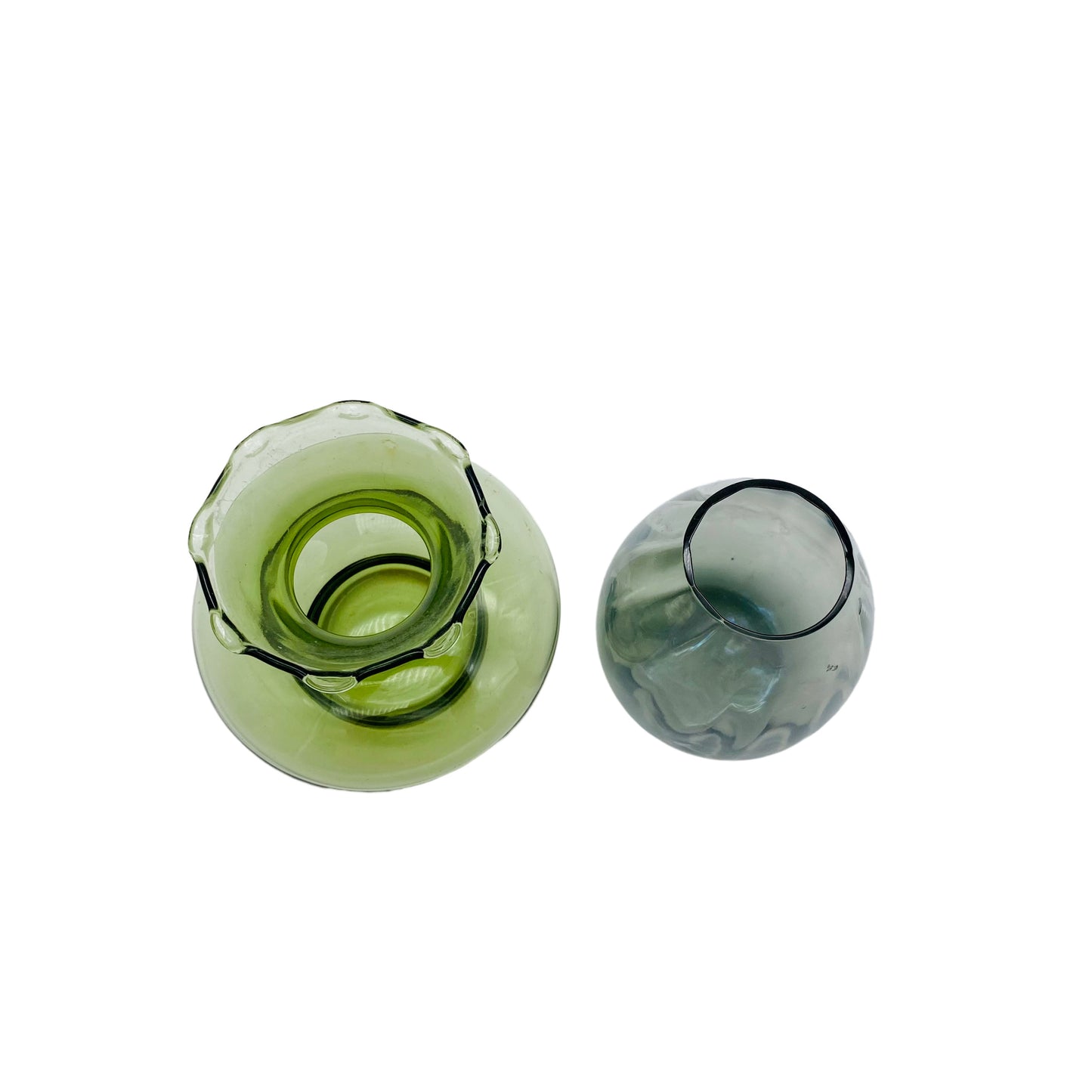 Vasen Konvolut grün Rauchglas 60er 70er Jahre Vintage Glas