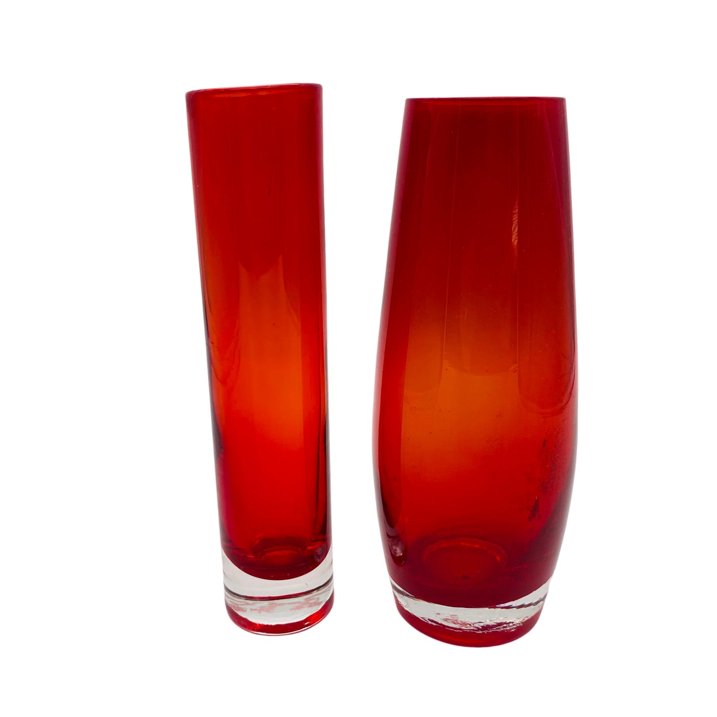 Vasen Set rot Glas Mid Century 60er 70er Überfang klar