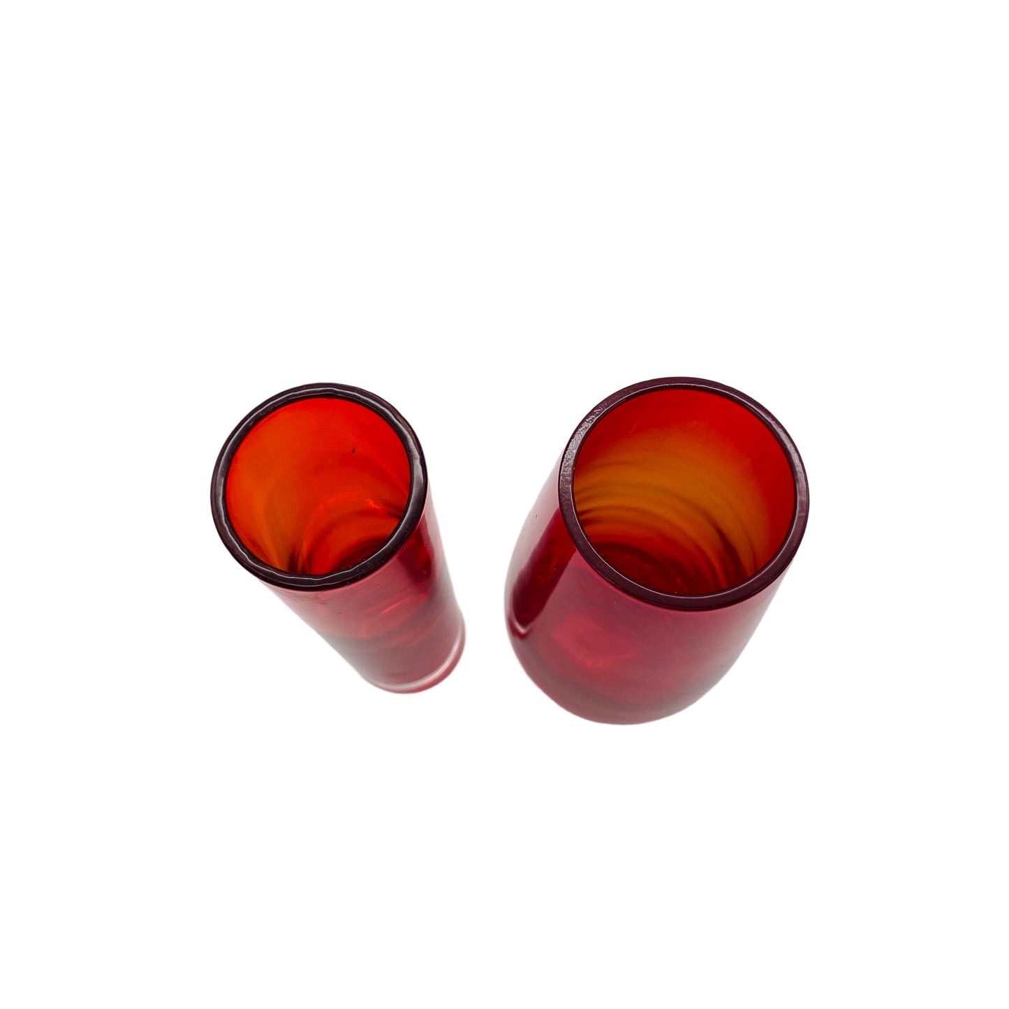Vasen Set rot Glas Mid Century 60er 70er Überfang klar