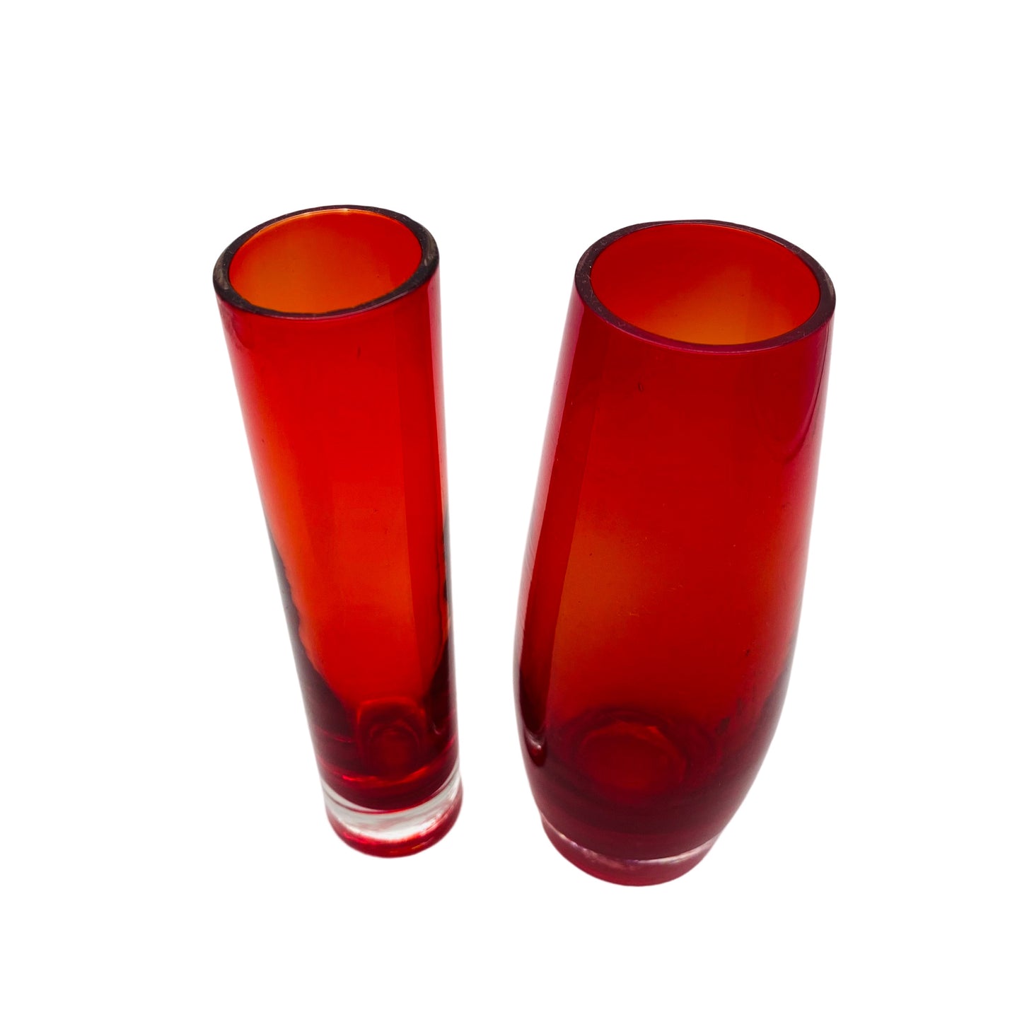 Vasen Set rot Glas Mid Century 60er 70er Überfang klar
