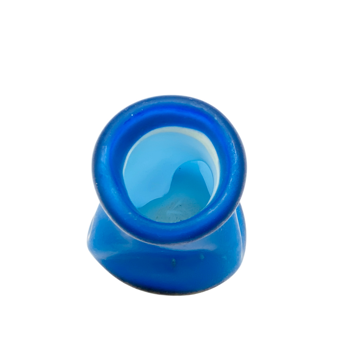 Vase satiniert blau in Knickoptik 80er Jahre Vintage Glas