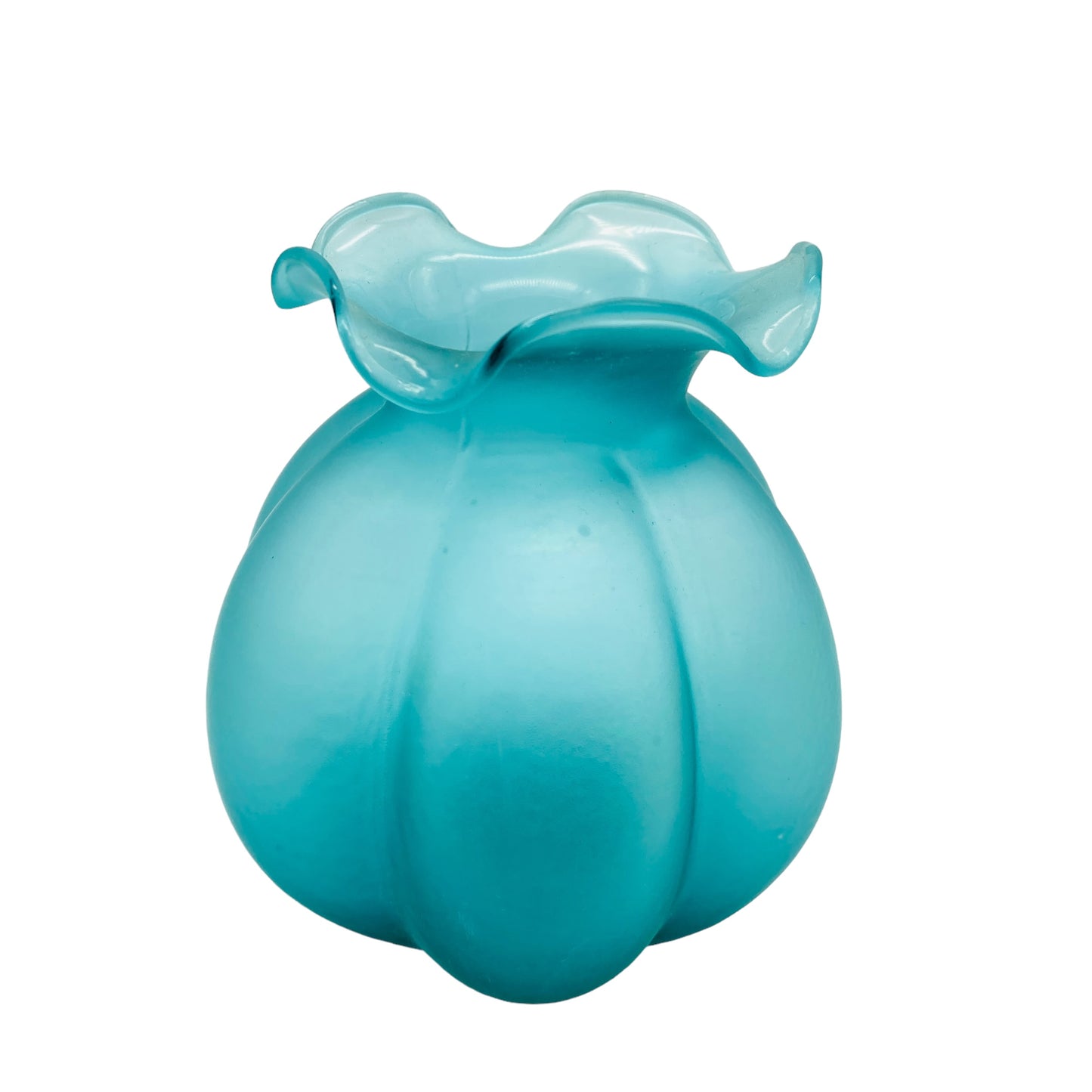 Vase satiniert türkis blau Vintage Design 70er Jahre Blumenvase Glas